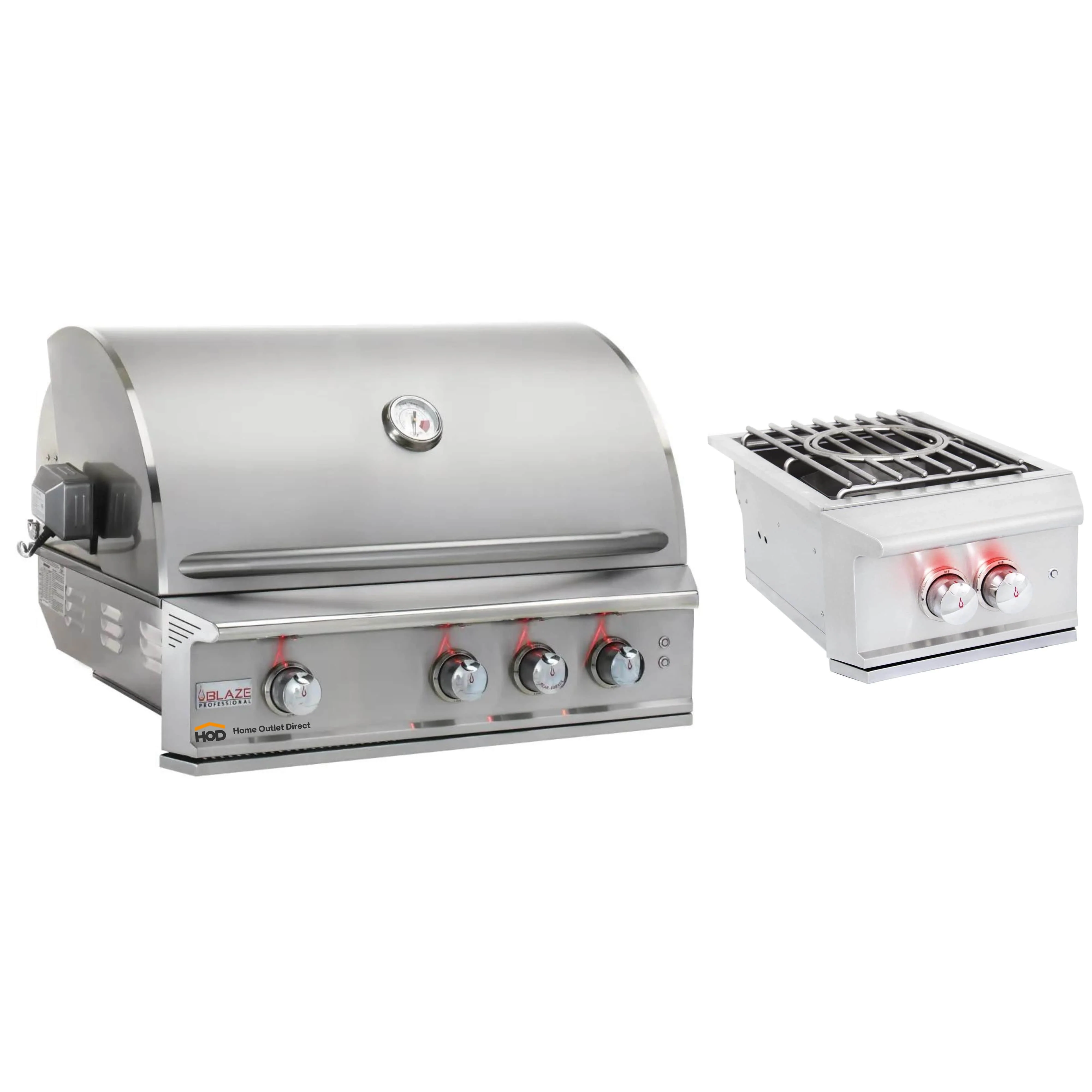 Blaze Grill Package - Professional LUX 34-Inch 3-Burner Built-In Natural Gas Grill and Side Burner in Stainless Steel