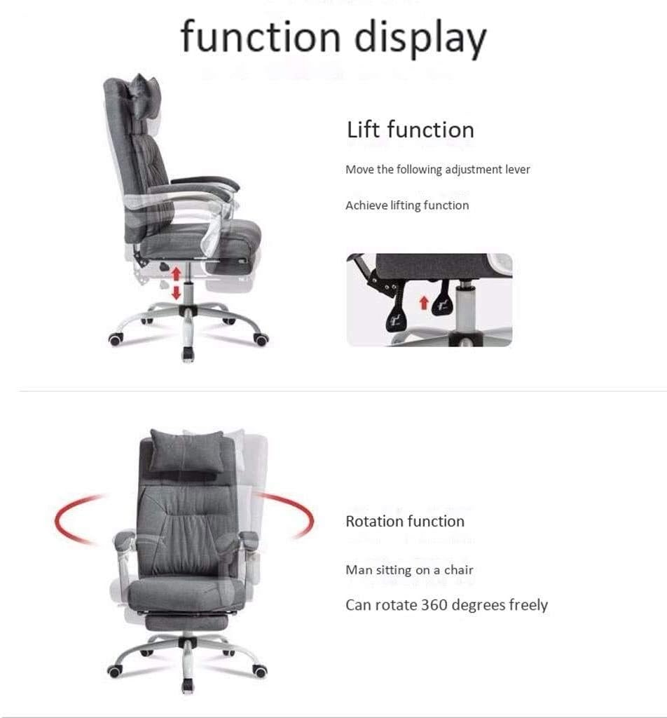 Executive Swivel Adjustable Swivel Office Desk Chair with Armrests Lumbar Support Desk Ergonomic Chair Home Office Chair with Footrest Backrest Boss Chair Reclining Swivel Chair (Grey)