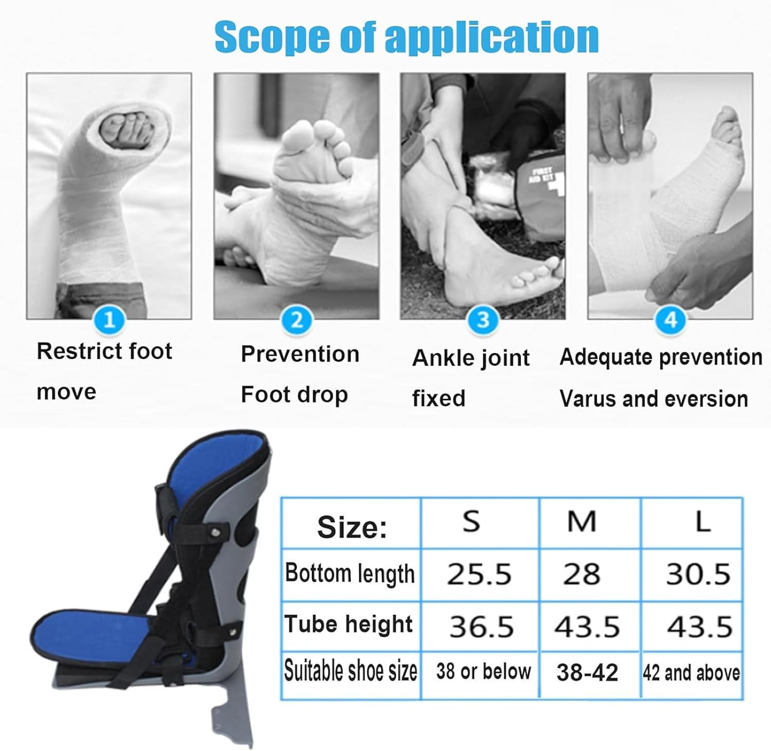 Plantar Fascitis Night Splint Adjustable Leg Support Brace Orthosis Foot for Fascia, Tendon and Calf Stretching, Heel and Bone Spur, Arch Pain,C2,M,
