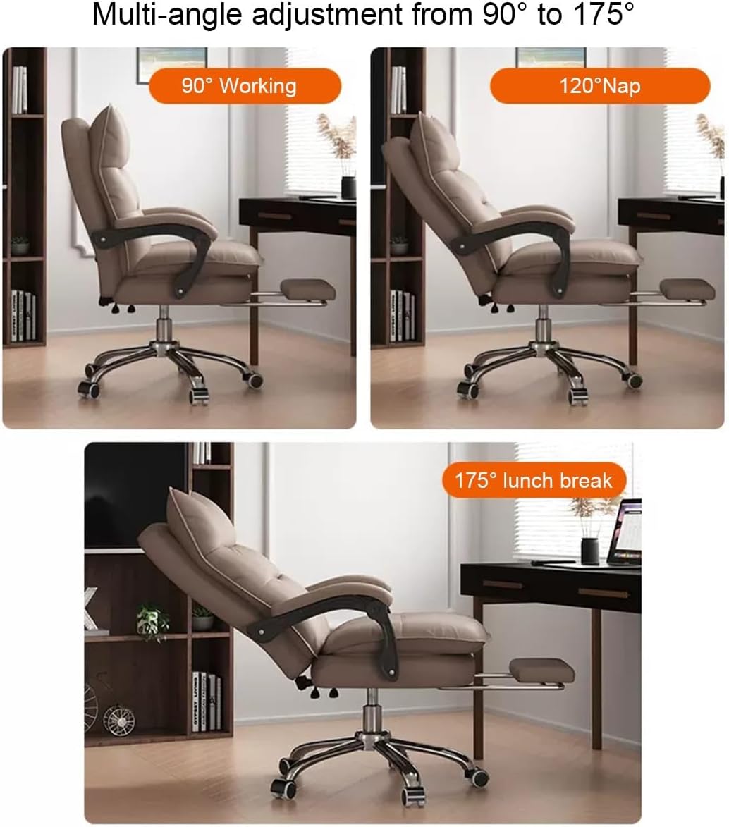 Computer Desk Chair, Executive Chairs, Ergonomic Swivel Desk Chairs, with Wheels,Adjustable Lumbar Support,Work Chair Leather Gaming Chair,Arm Adjustable,Grey