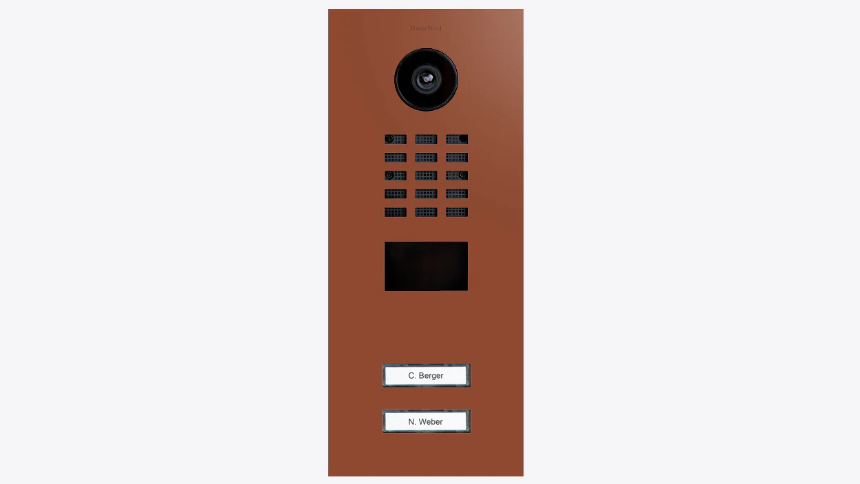 DoorBird D2102V IP Video Door Station, 2 Call Button in Copper Brown, RAL 8004
