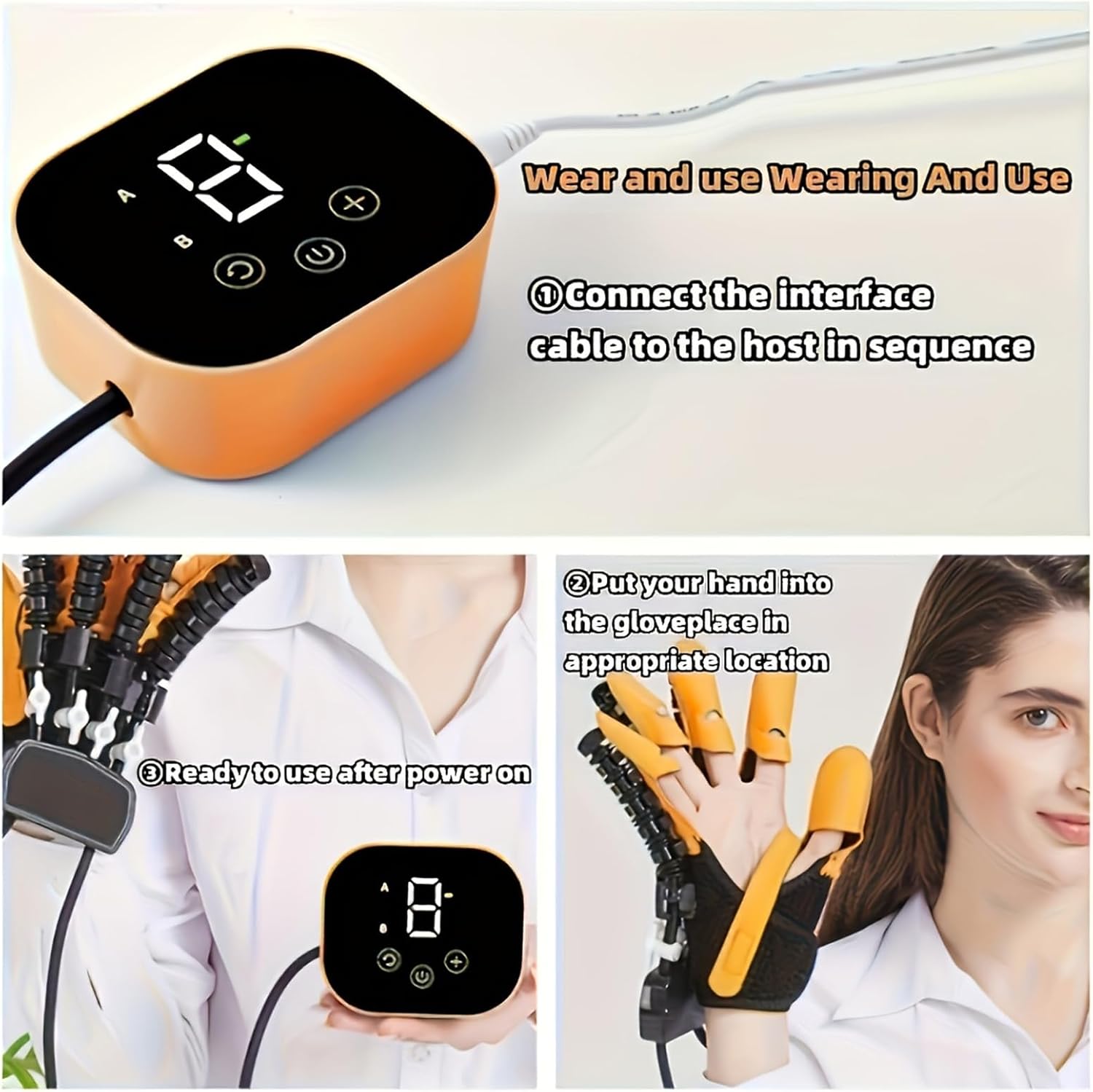 3 Modes Robotic Hand Rehabilitation Gloves, Physical Therapy Equipment for Stroke Recovery and Finger Training