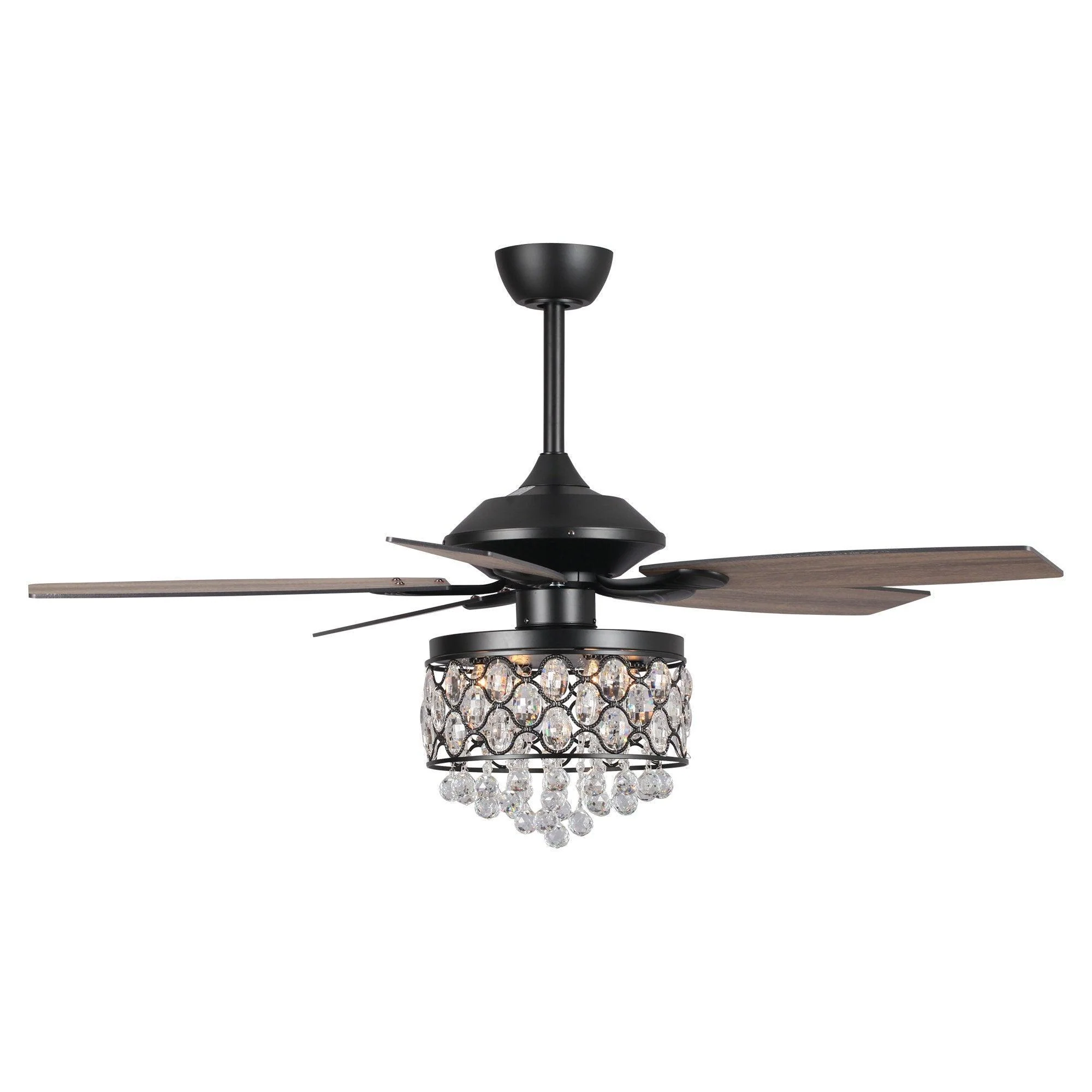 Parrot Uncle 52-Inch Berkshire Modern Downrod Mount Reversible Crystal Ceiling Fan with Lighting and Remote Control