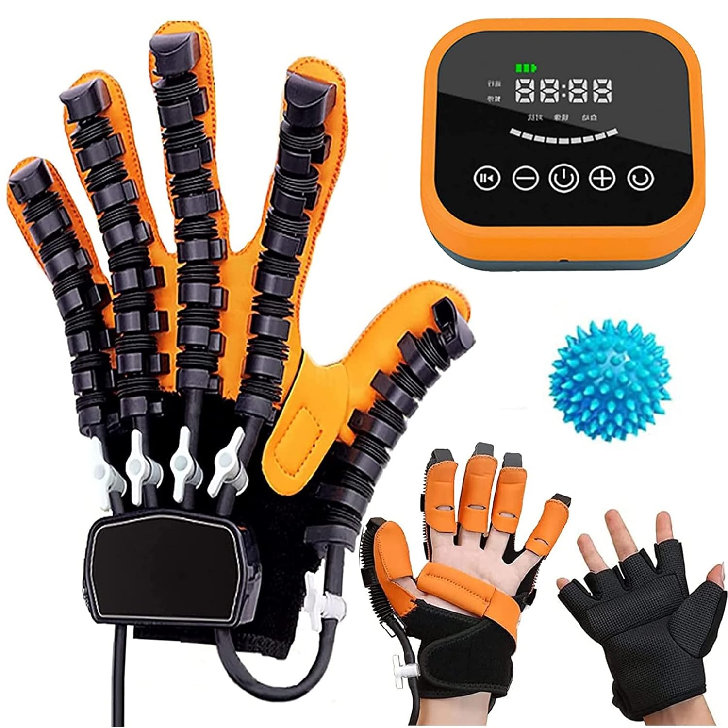 Hemiplegia Stroke Cerebral Palsy Arthritis Patients Rehabilitation Robot Gloves, Stroke Hand Trainer Finger Splints, Finger and Hand Exercise Gloves Recovery Equipment, with English Manual