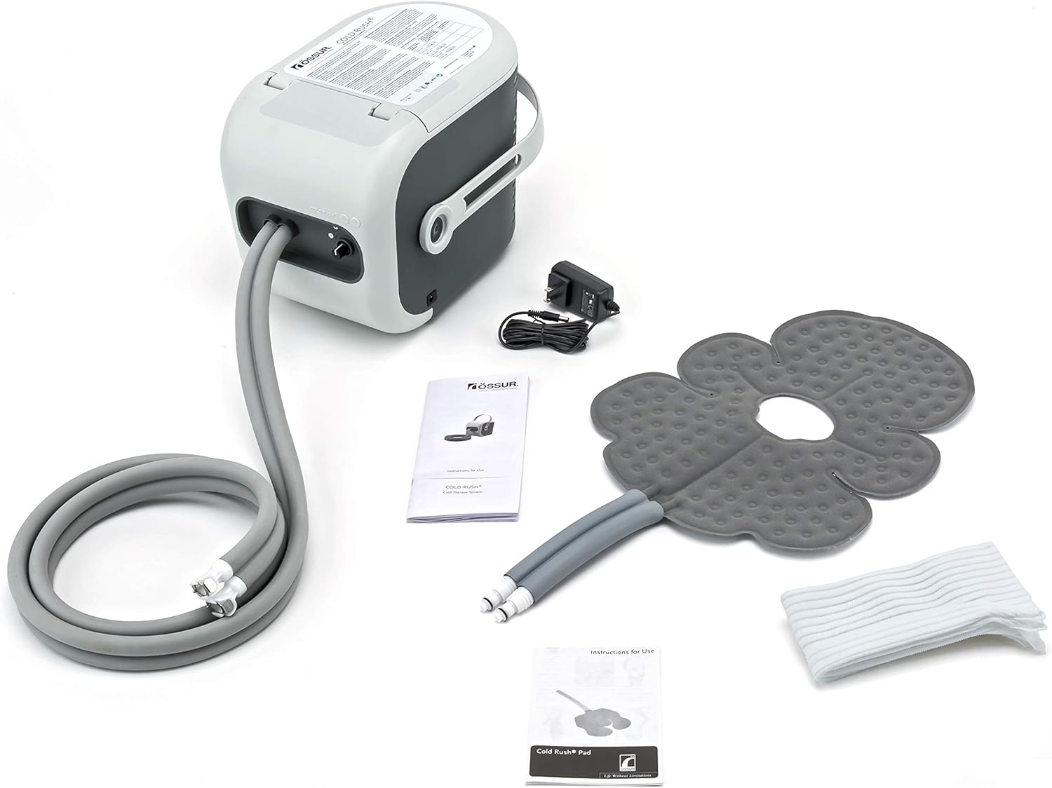 Ossur Cold Therapy Machine System with Knee Pad -Ergonomic, Adjustable Wrap Pad Included- Quiet, Lightweight and Strong Cryotherapy Freeze Kit Pump - Refurbished Unit with Brand New Knee Pad