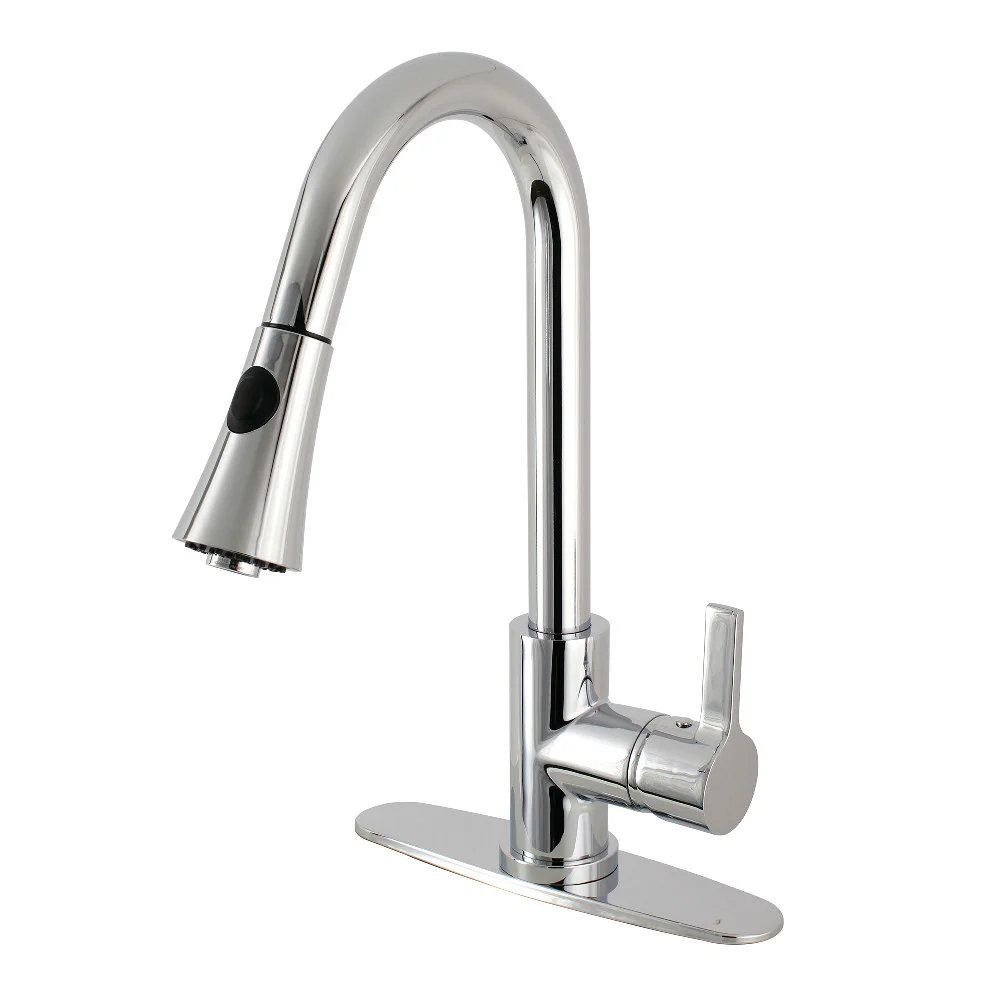 Kingston Brass Gourmetier Continental Single-Handle Pull-Down Kitchen Faucet, Polished Chrome (LS8721CTL)