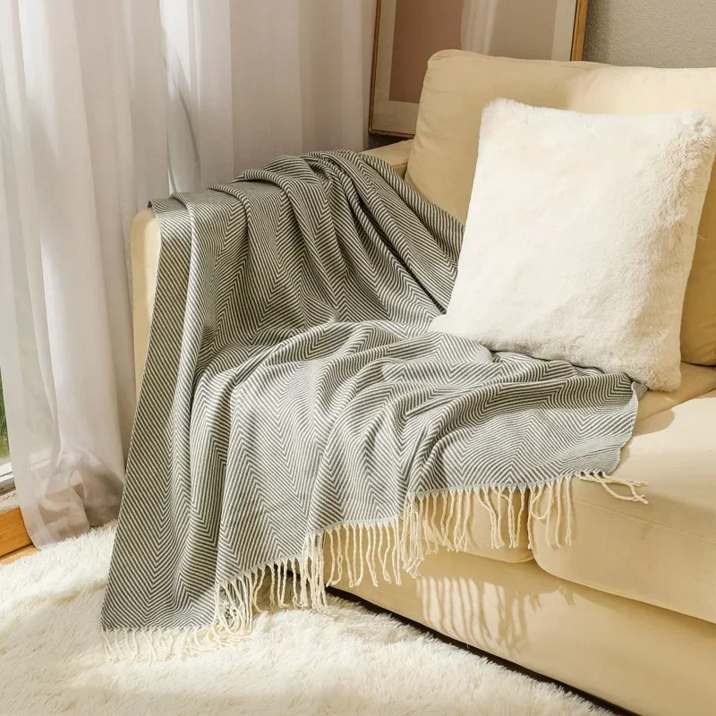 Nordic Striped Cotton Throw Blanket