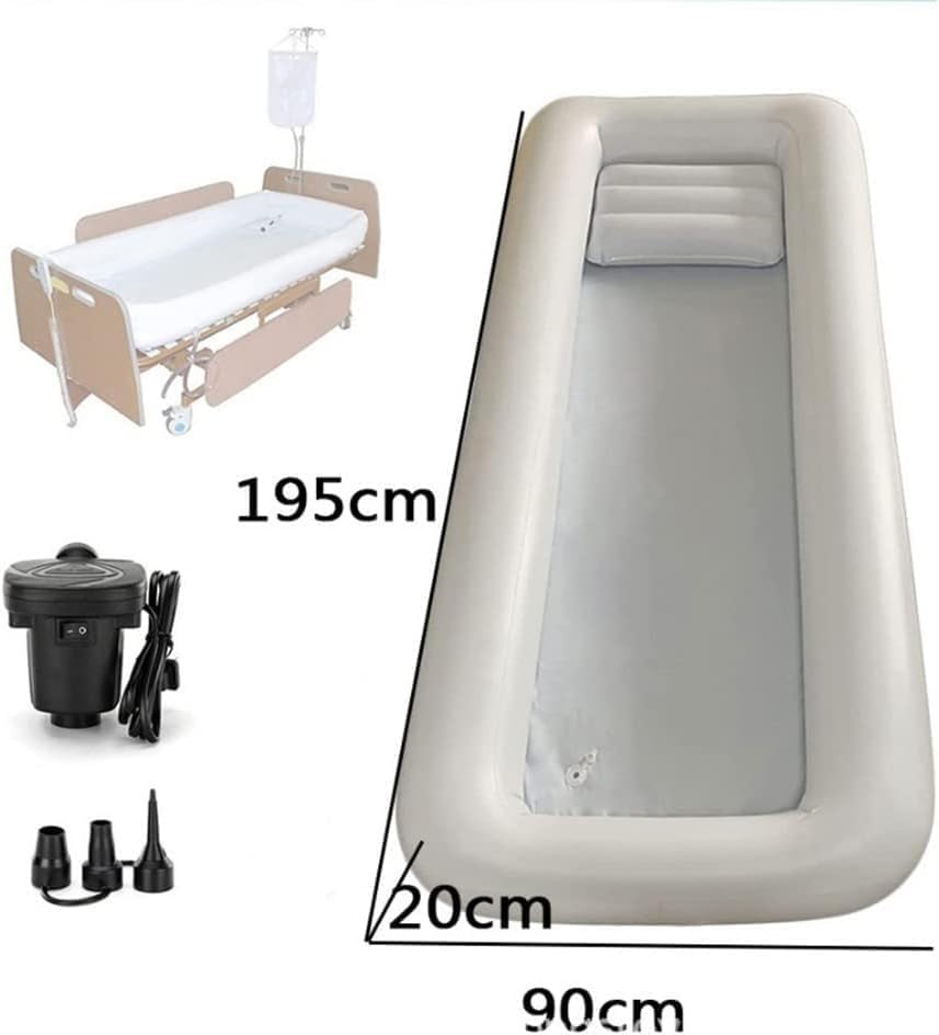Inflatable Medical Bathtub Shower Kit, Bed Bathing Aid for Disabled, Elderly, Bedridden or Injured Patients with Electric Air Pump and Water Bag