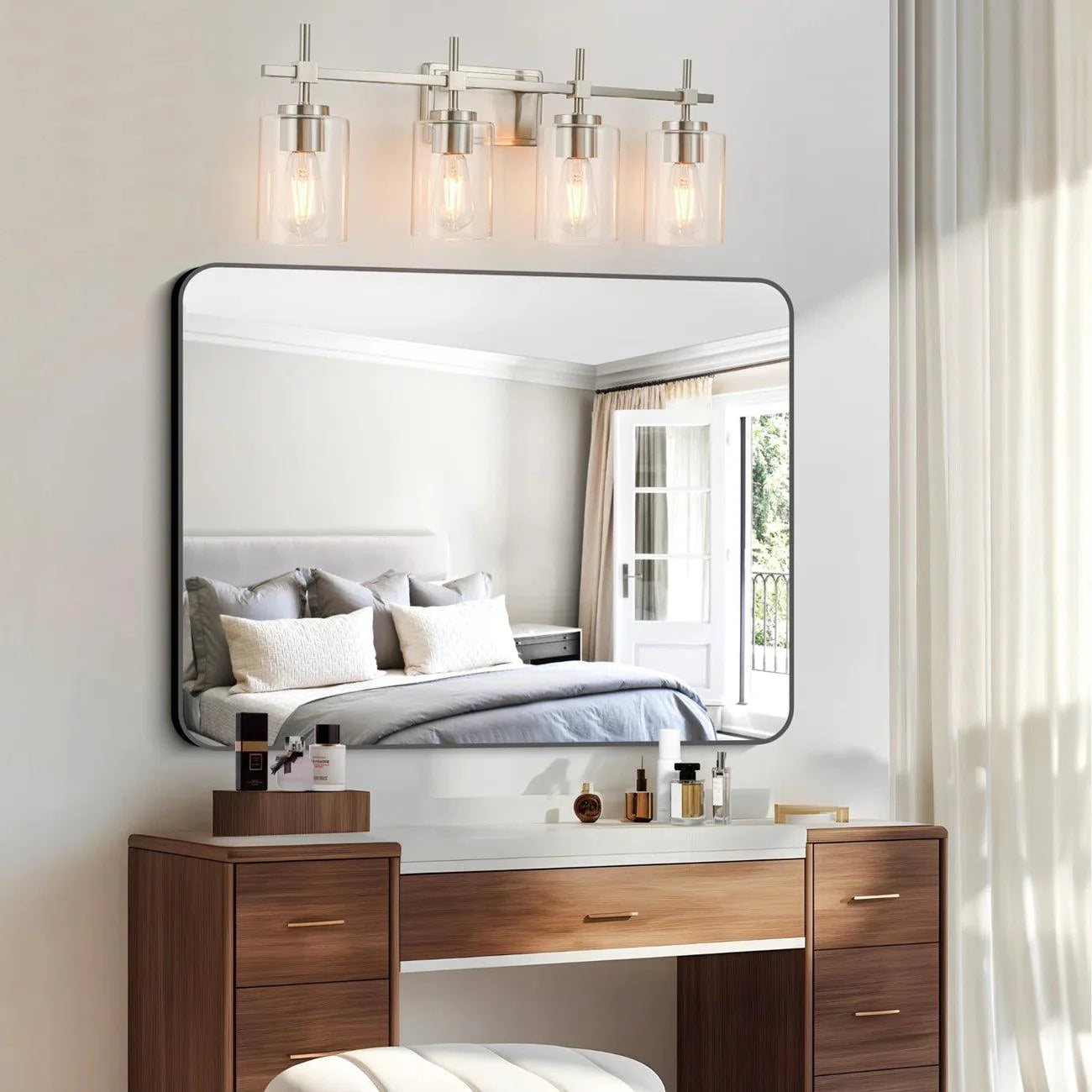 Parrot Uncle Jasper Modern 4-Light Clear Glass Bathroom Lights Linear Vanity Light