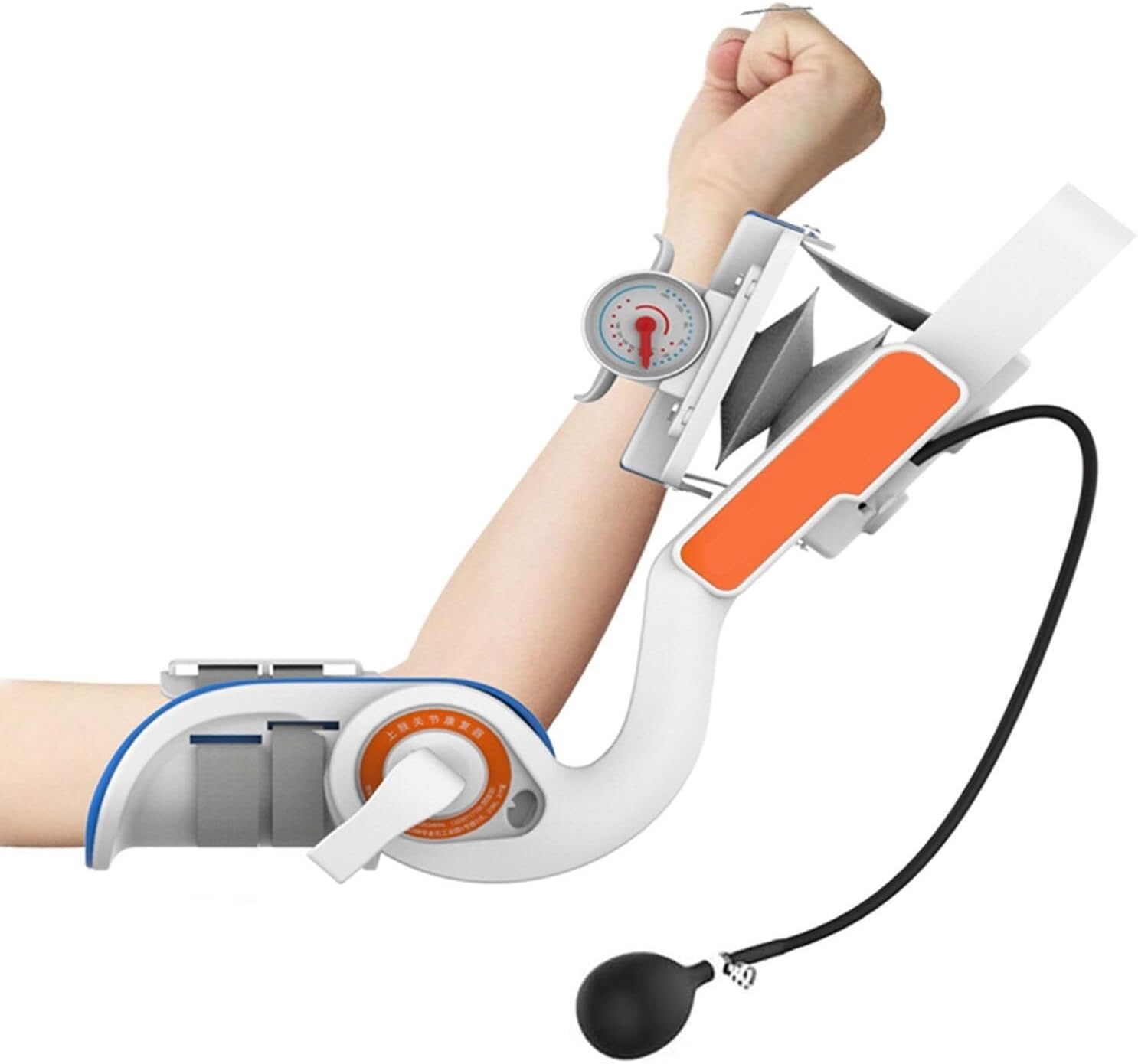 Elbow Rehabilitation Device, Elbow Brace Arm Exerciser with Air Bag Compression and Angle Dial, Adjustable -15° to 150° Angle