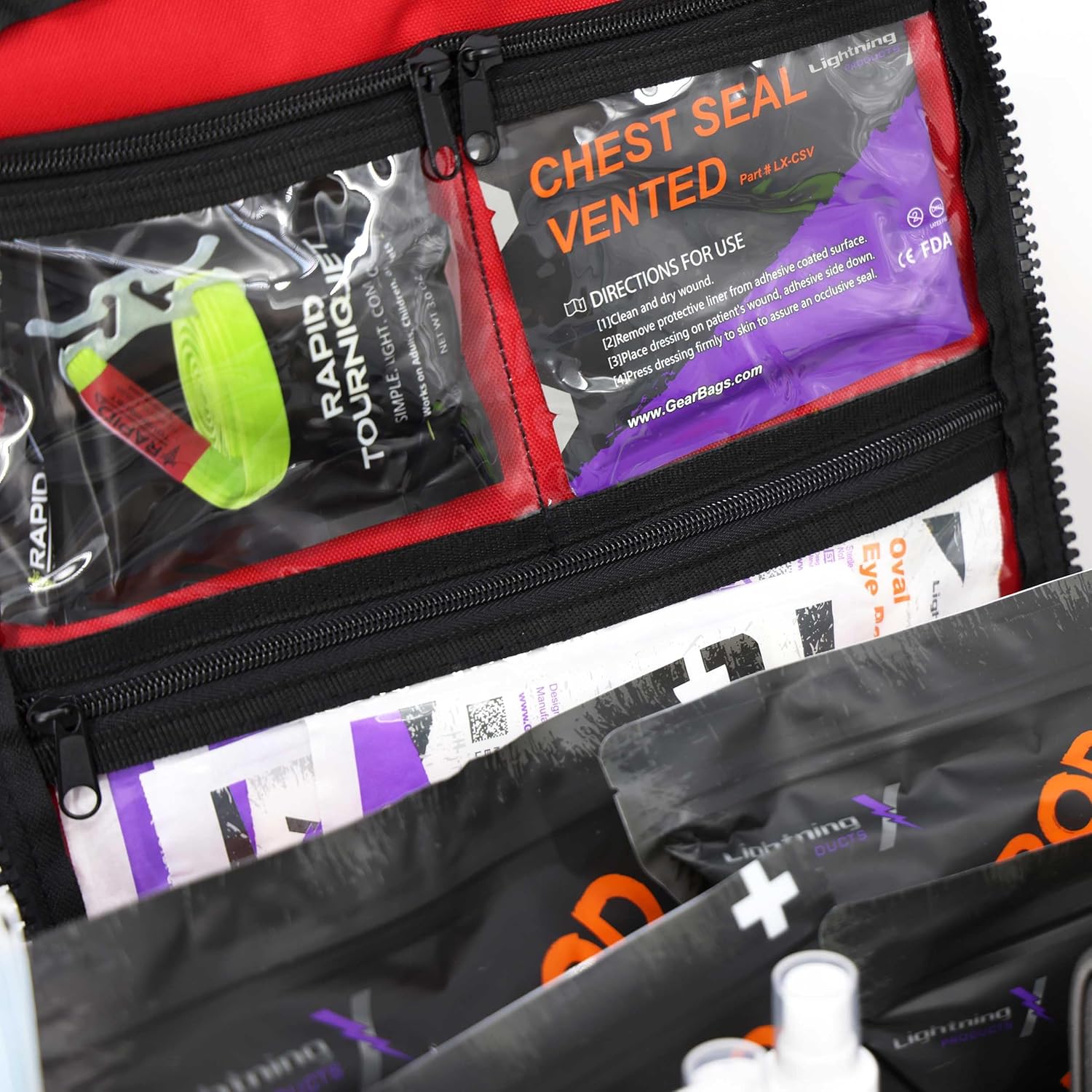 Lightning X Extra Large Medic First Responder EMT Trauma Bag Stocked w/Fill Kit C - RED