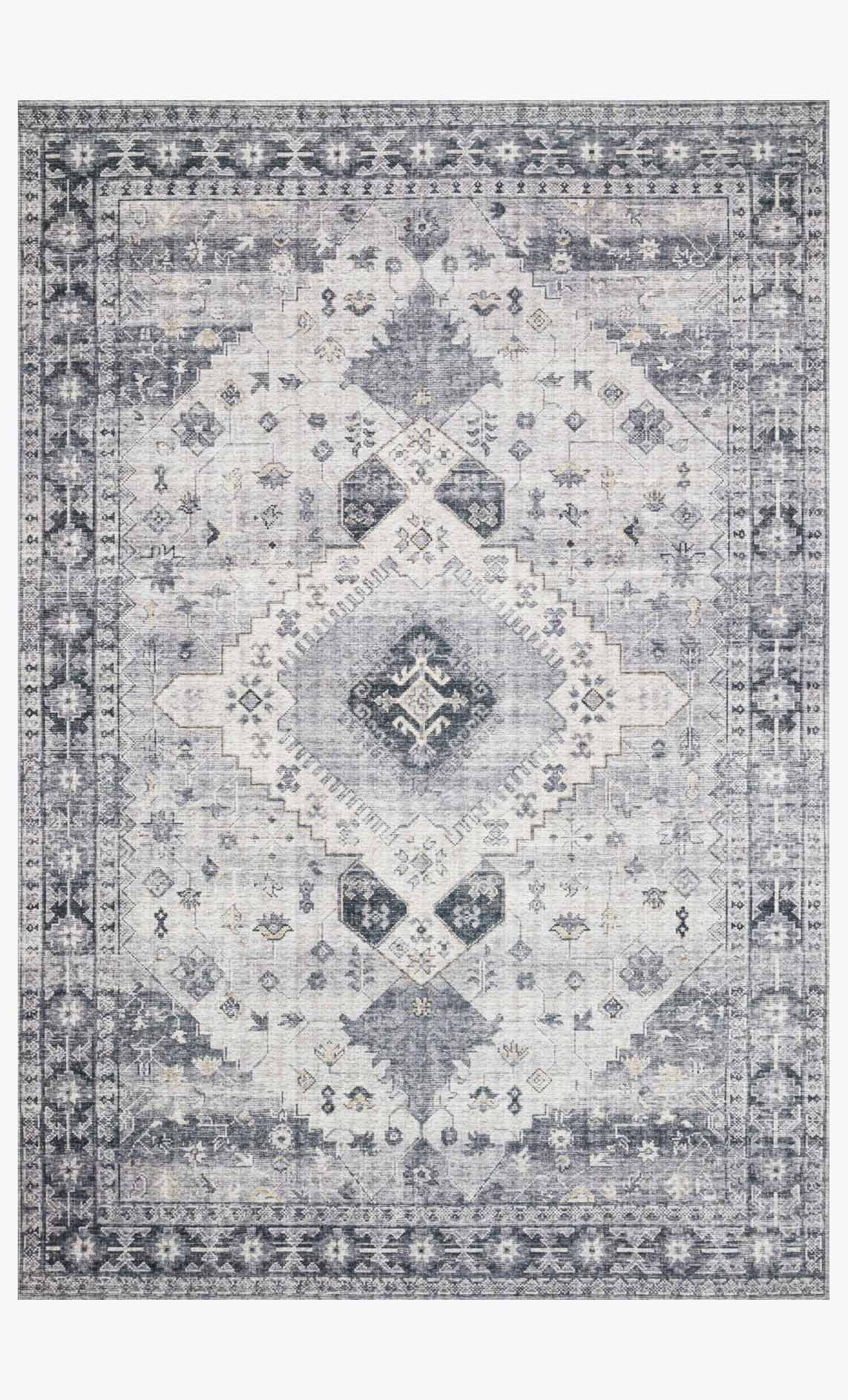 Loloi II Skye Collection - Traditional Power Loomed Rug in Silver & Grey (SKY-02)