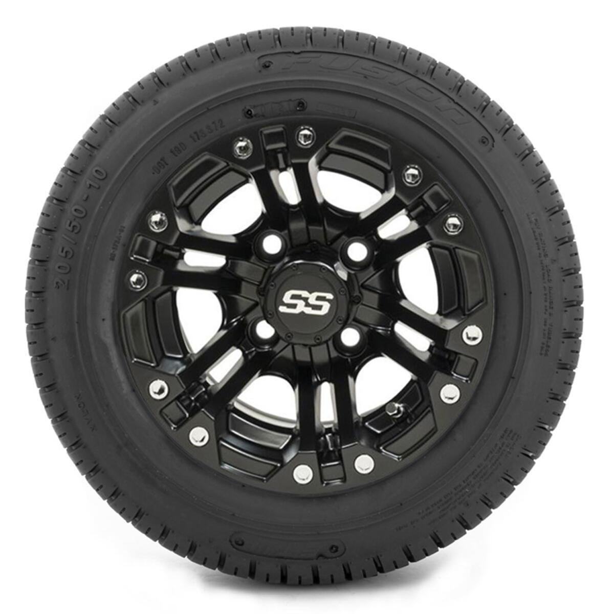 10” GTW Specter Matte Black Wheels with DOT Approved Fusion Street Tires – Set of 4
