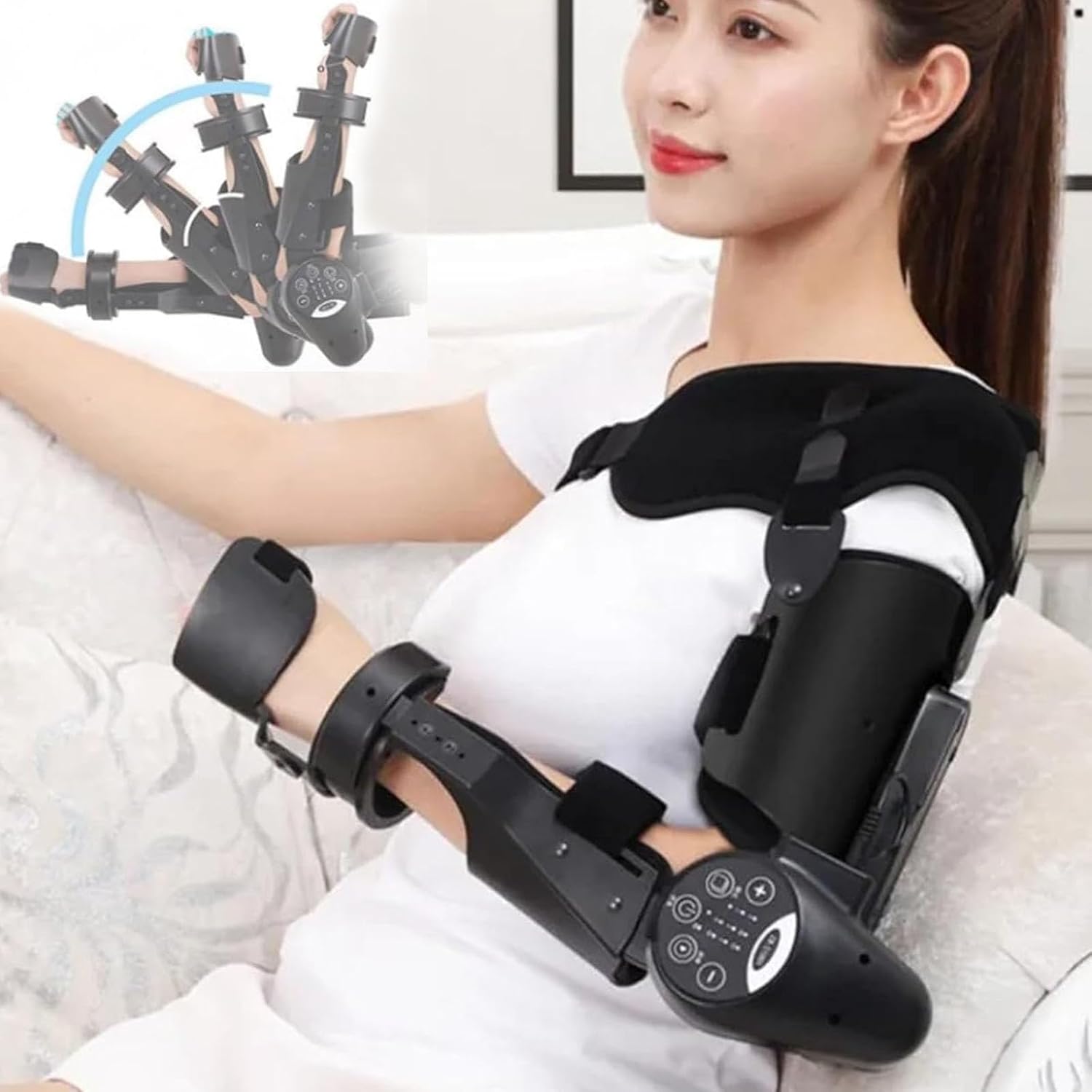 Electric Elbow Rehabilitation Device with Wireless Smart Control, Hinged Brace & Arm Exerciser for Stroke & Hemiplegia Recovery Left Left arm