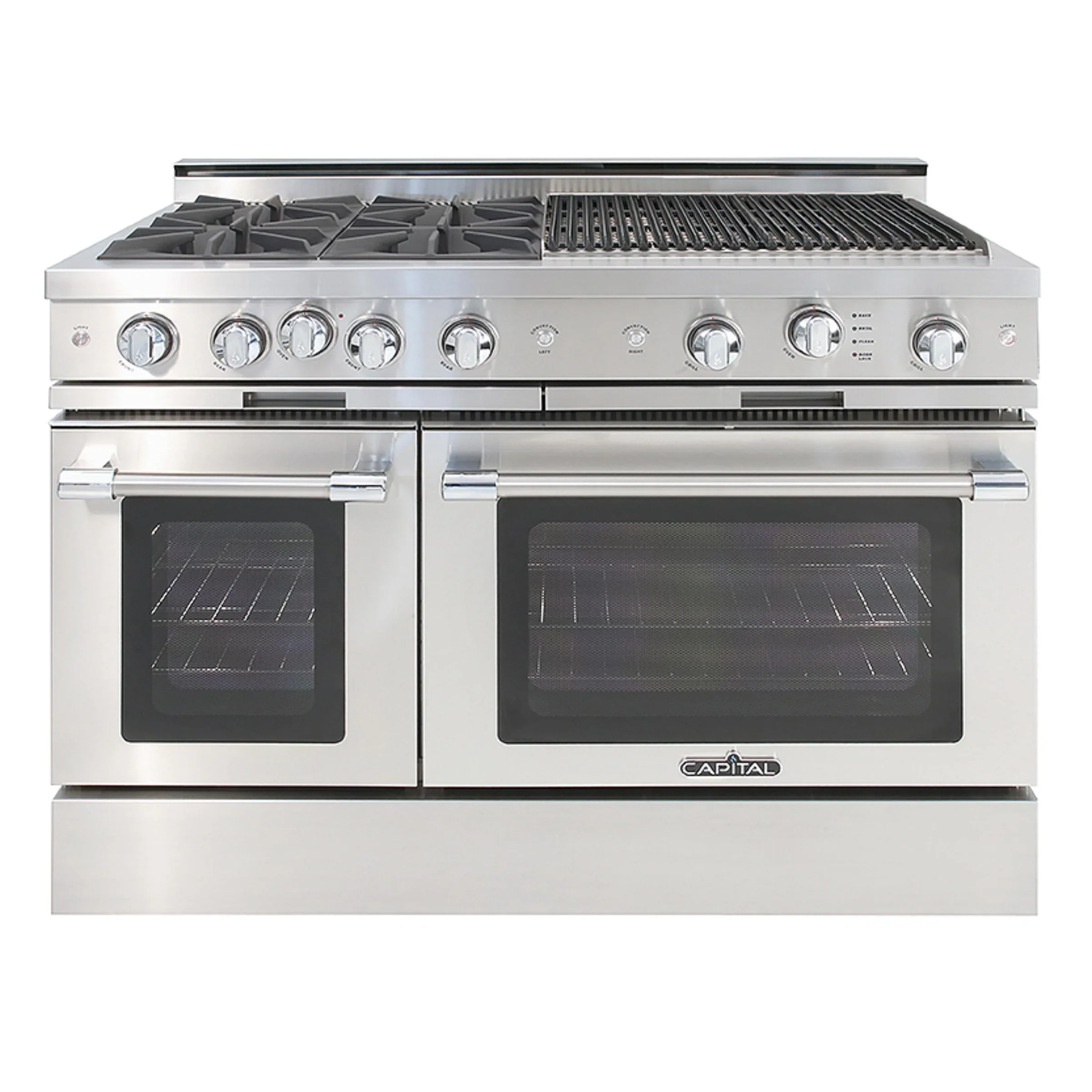 Capital 48-Inch Grand Chef Gas Range in Stainless Steel with 4 Open Burners & 24-Inch Grill (CGSR484BB)