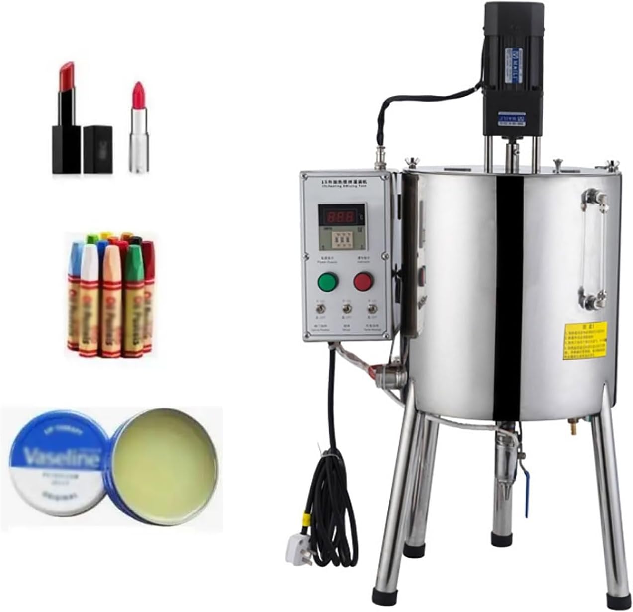 15L Heating Mixing Filling Machine, Stainless Steel Electric Paste Liquid Filling Machine, 90-150° Heating Temperature, 8mm Filling Diameter, for Lipstick, Shoe Polish