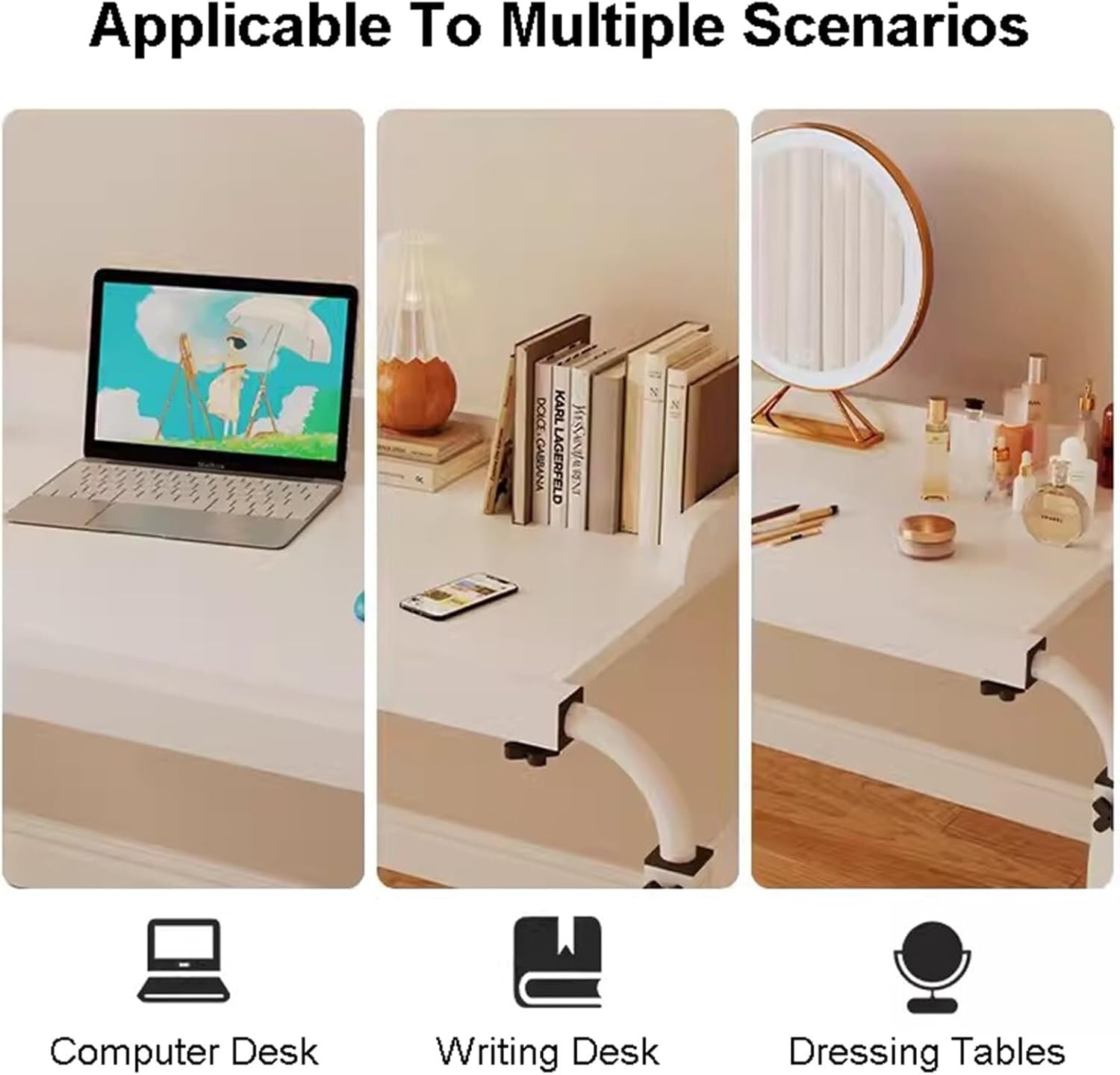 Adjustable 115-210cm Overbed Table with Wheels, Bed Tables Overbed Tables Rolling Storage Trolley Standing Workstation Adjust Height 65-95cm Computer Desk for Home and Hospital(White)