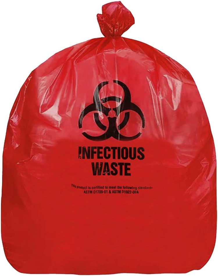 RESILIA Biohazard Bags - Hazardous Waste Disposal, Meets DOT ASTM Standards for Hospital Use, OSHA Approved, Red, 33 Gallon, 33