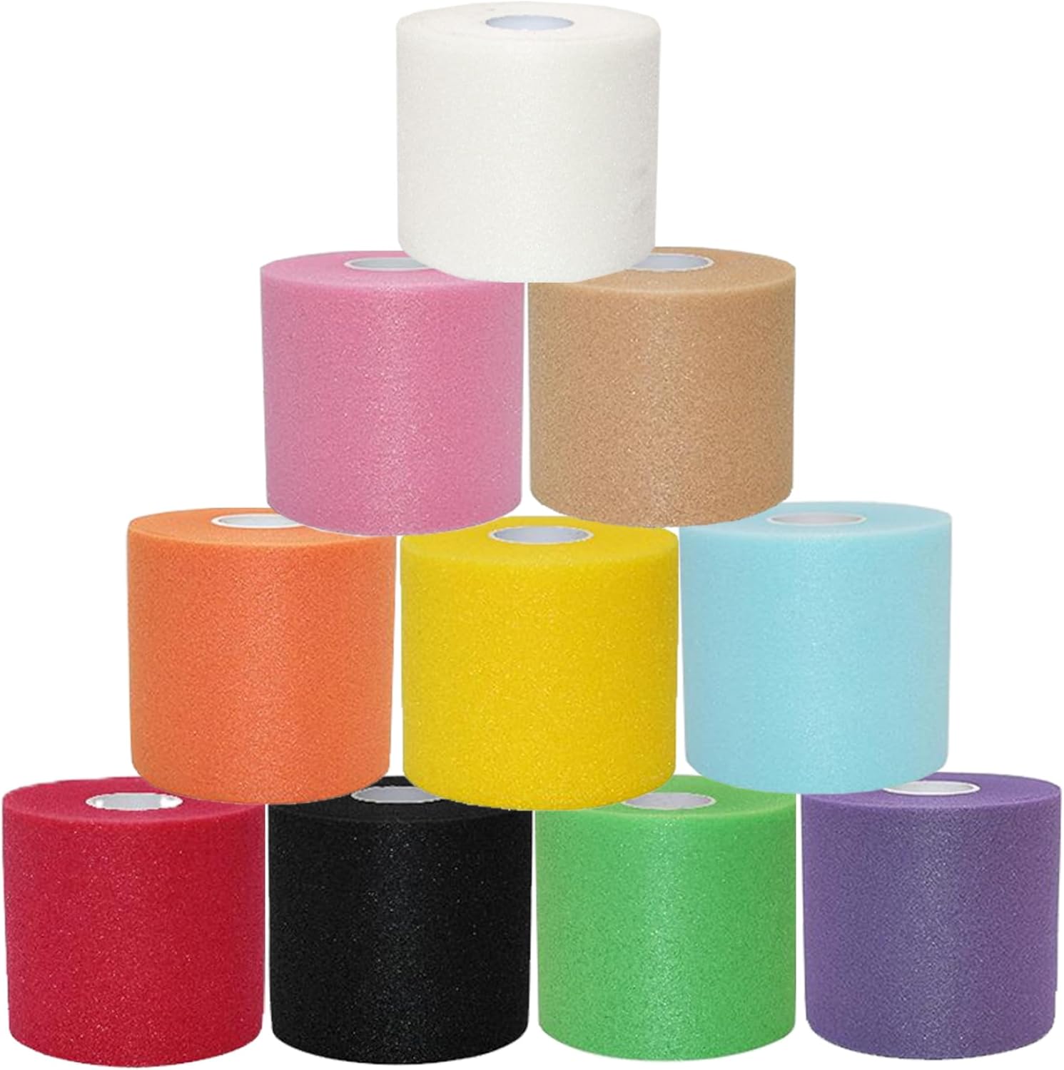 Athletic Sports Tape, 10 Roll 10 Color 33ft Wrist Tape, Breathable Tearable Medical Grade for Injury Prevention, Performance, Recovery