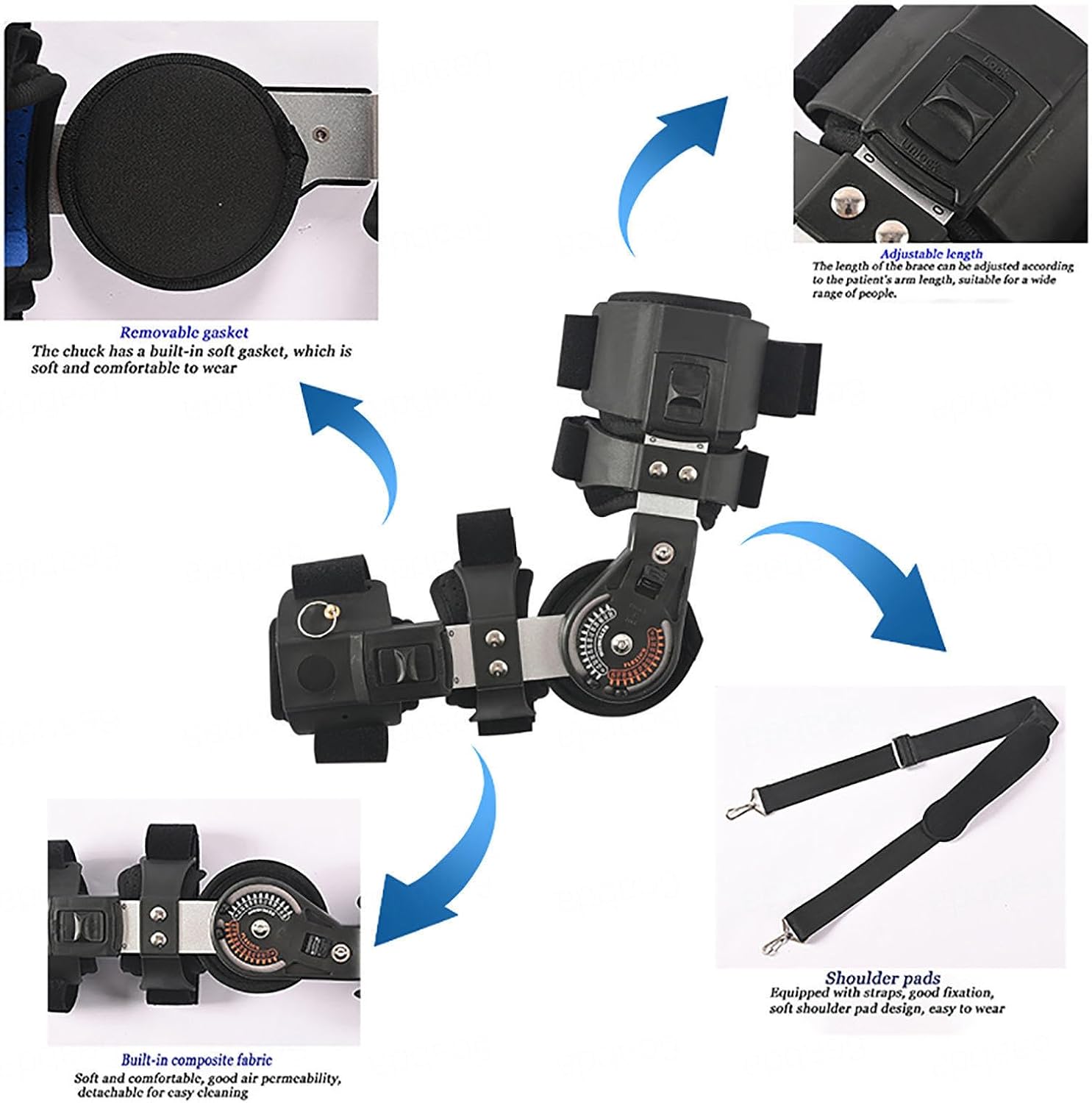 Hinged ROM Elbow Brace,Medical Adjustable Elbow Immobilizer Injury Recovery Support Arm Sling, Post Op Elbow Brace Stabilizer Splint for Joint Protection and Stability,Right