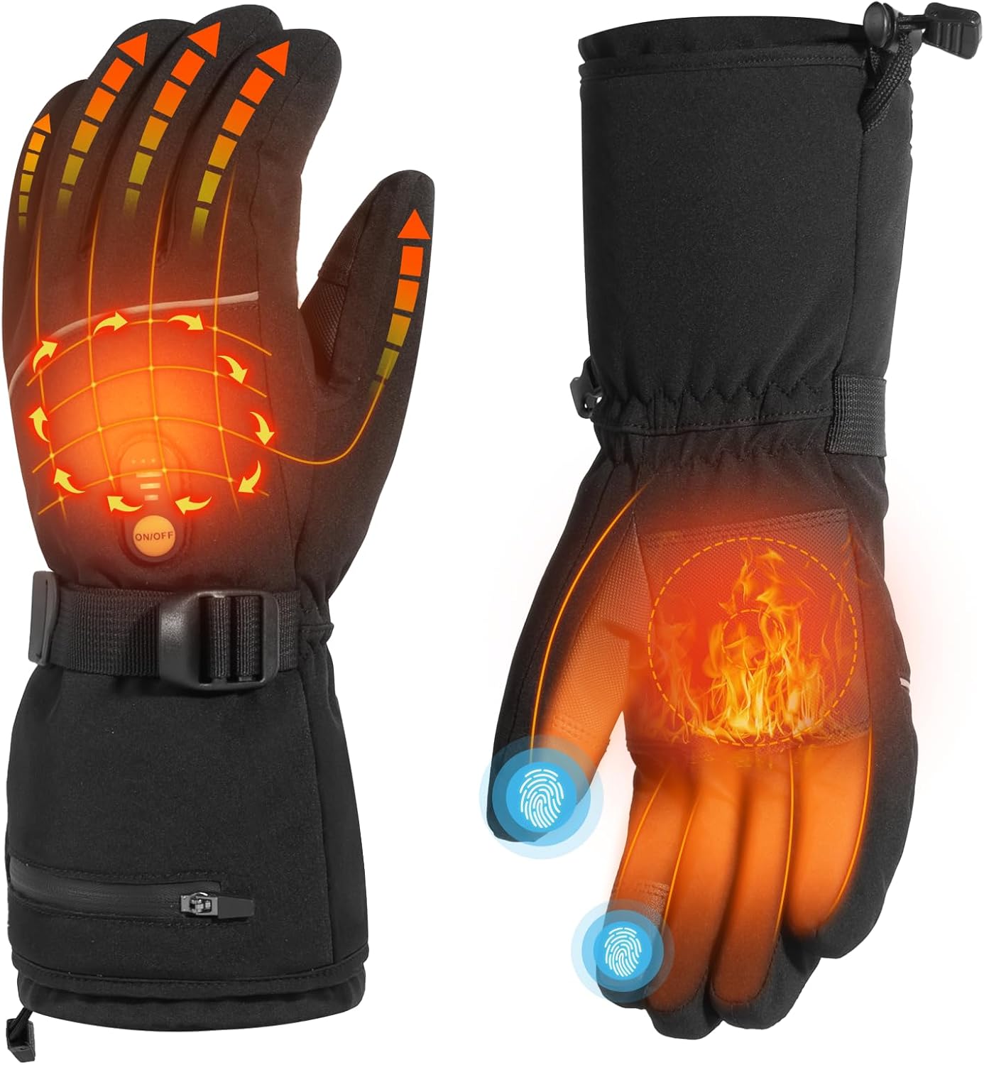 Minthouz Heated Gloves for Women Men,7.4V Rechargeable Heated Gloves with Touchscreen,Waterproof Electric Heating Gloves Warmer Gloves for Winter Skiing Outdoor Worker