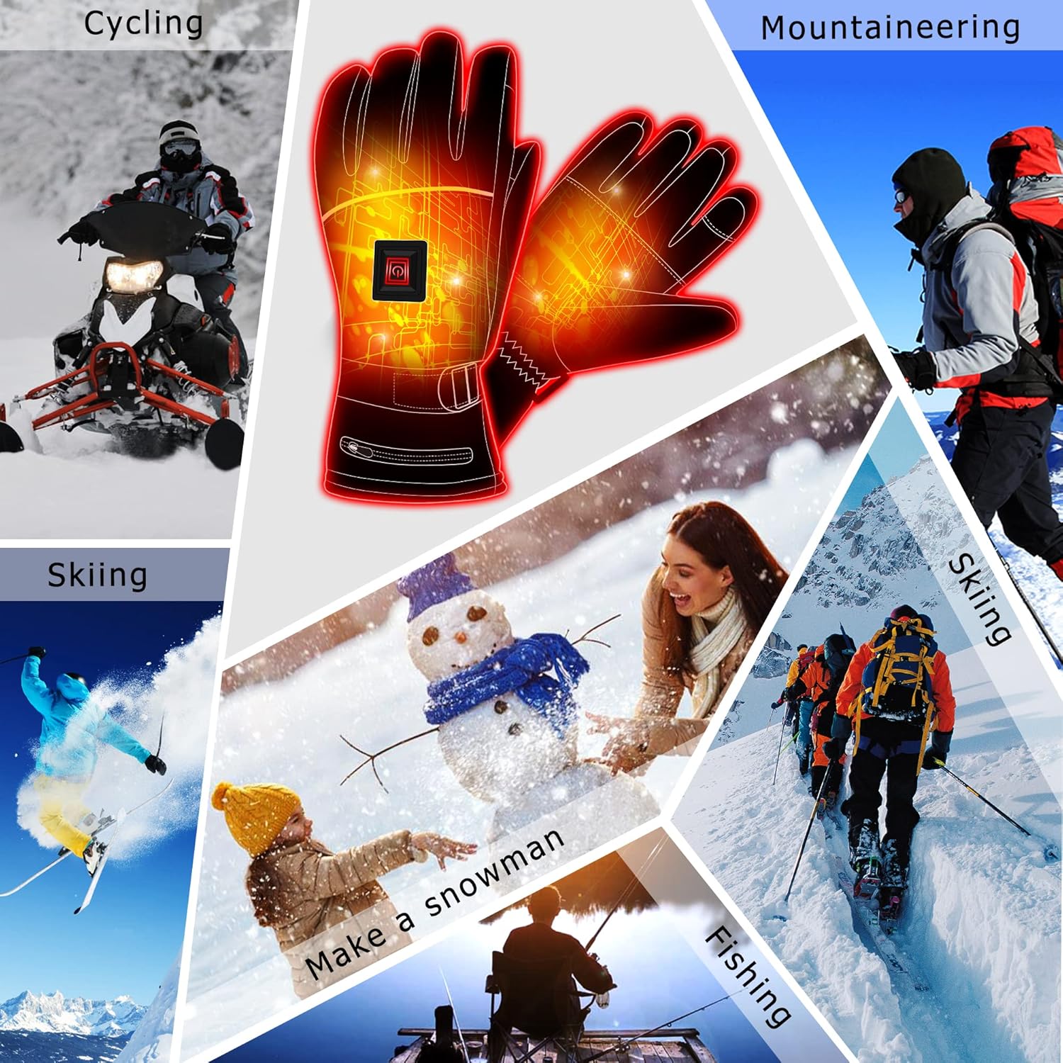 Autocastle 7.4V Heated Gloves Rechargeable Electric Battery Heated Gloves for Men Women,Touchscreen Thermal Heat Gloves,Battery Heated Ski Cycling Hunting Winter Hot Thermal Gloves Hand Warmer
