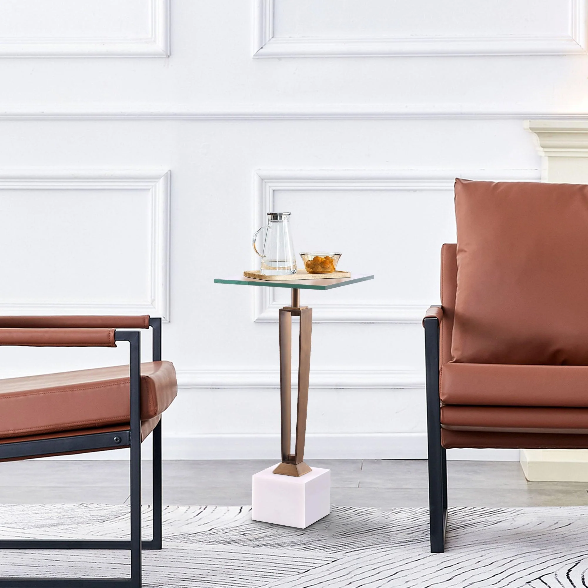 Parrot Uncle 11-Inch Modern Martini Table with White Marble (EG-24-308)