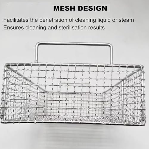 304 Stainless Steel Sterilization Tray, Mesh Disinfection Basket with Handle, 1cm Perforated for Surgery & Dentistry, 40x25x15cm (15.7x9.8x5.9in)