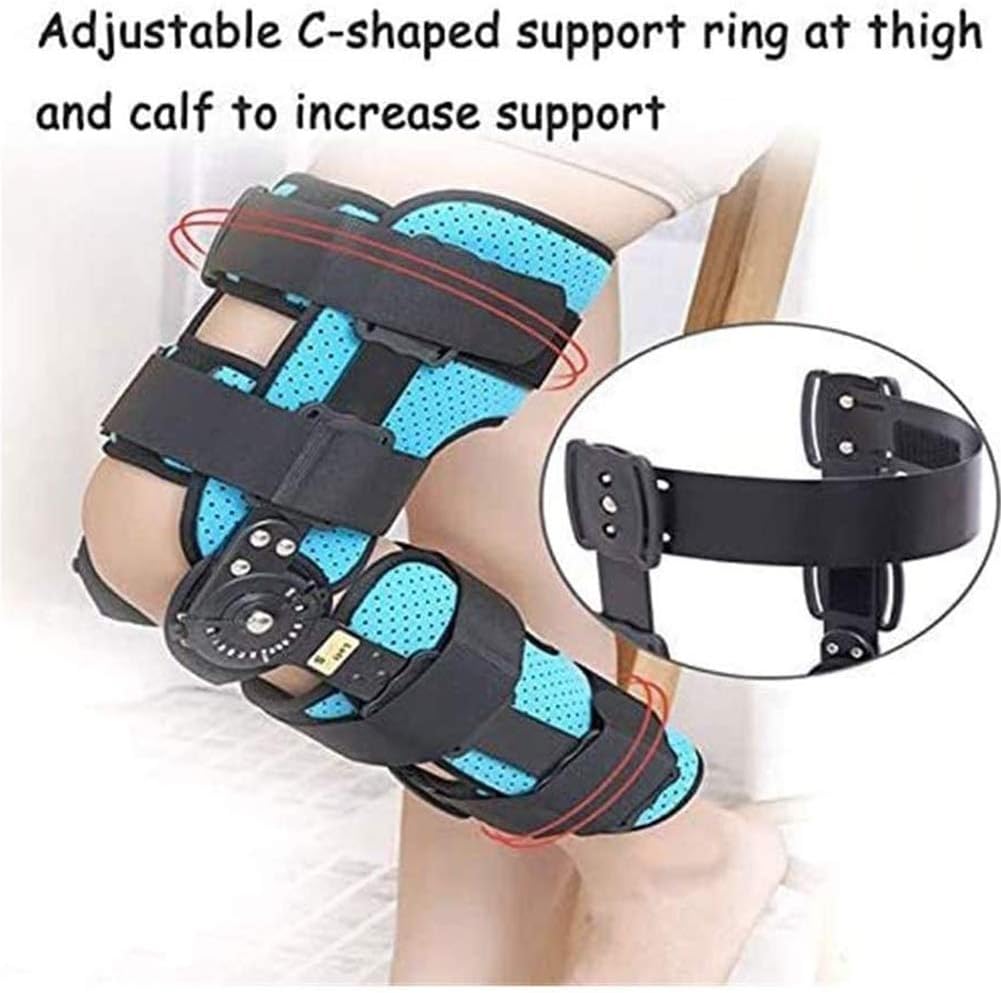 Adjustable ROM Hinged Knee Brace Leg Stabilizer, Post-Op Knee Brace for Recovery Stabilization Ligament/Sports Injuries Unisex,Blue