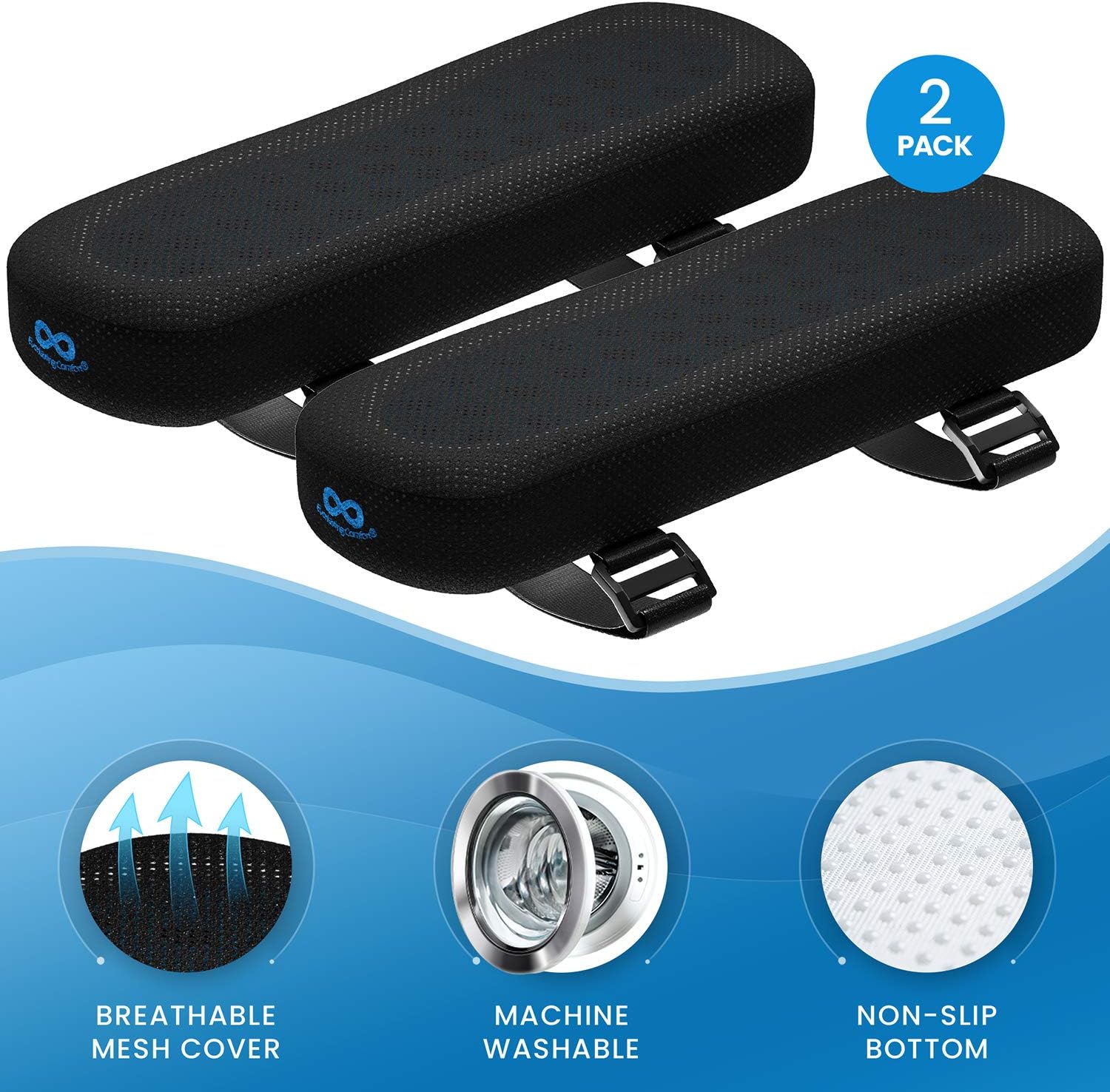 Everlasting Comfort Arm Rest & Seat Cushion - Elevate Your Comfort, Enhance Your Posture, Support, Provides All-Day Comfort - Computer, Laptop, Chair and Gaming Accessories (Black)