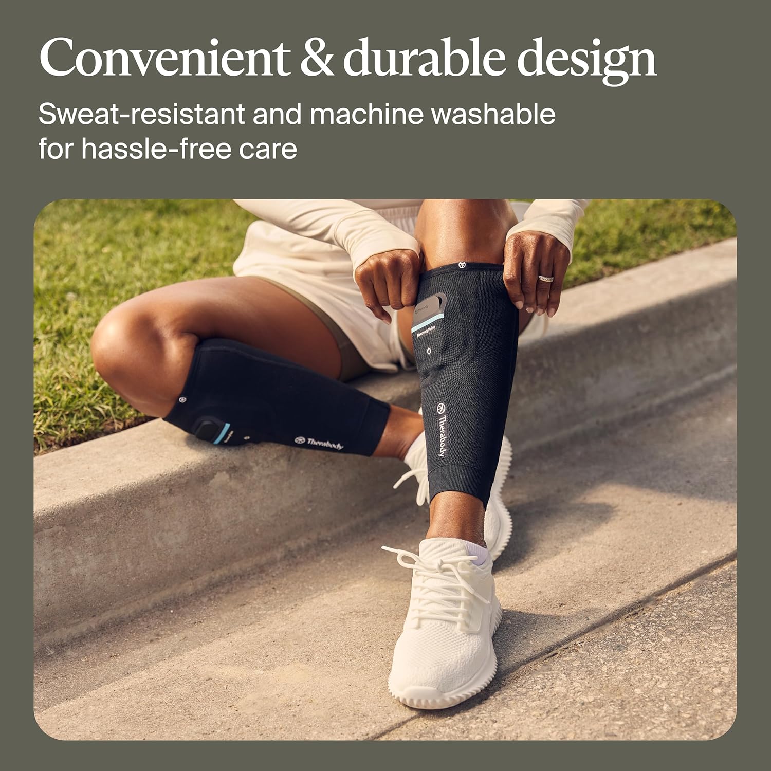 Therabody RecoveryPulse Calf - Compression and Vibration Sleeve for On The Go Relief, Reduce Soreness and Pain in Lower Legs, Increase Flexibility (Extra Large)