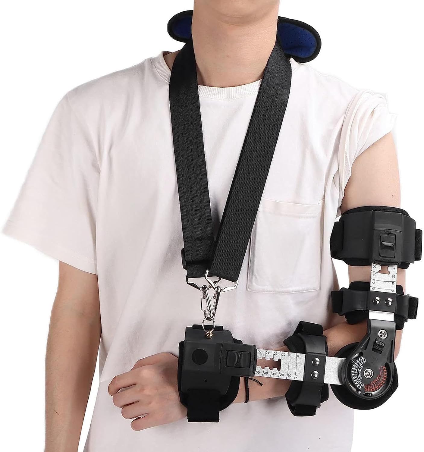 Elbow Brace for Tendonitis and Tennis Elbow Adjustable Post OP Hinged ROM Elbow Brace Stabilizer Splint Arm Injury Recovery Support After Surgery,for Arthritis, Golfers,Pain Relief,Right