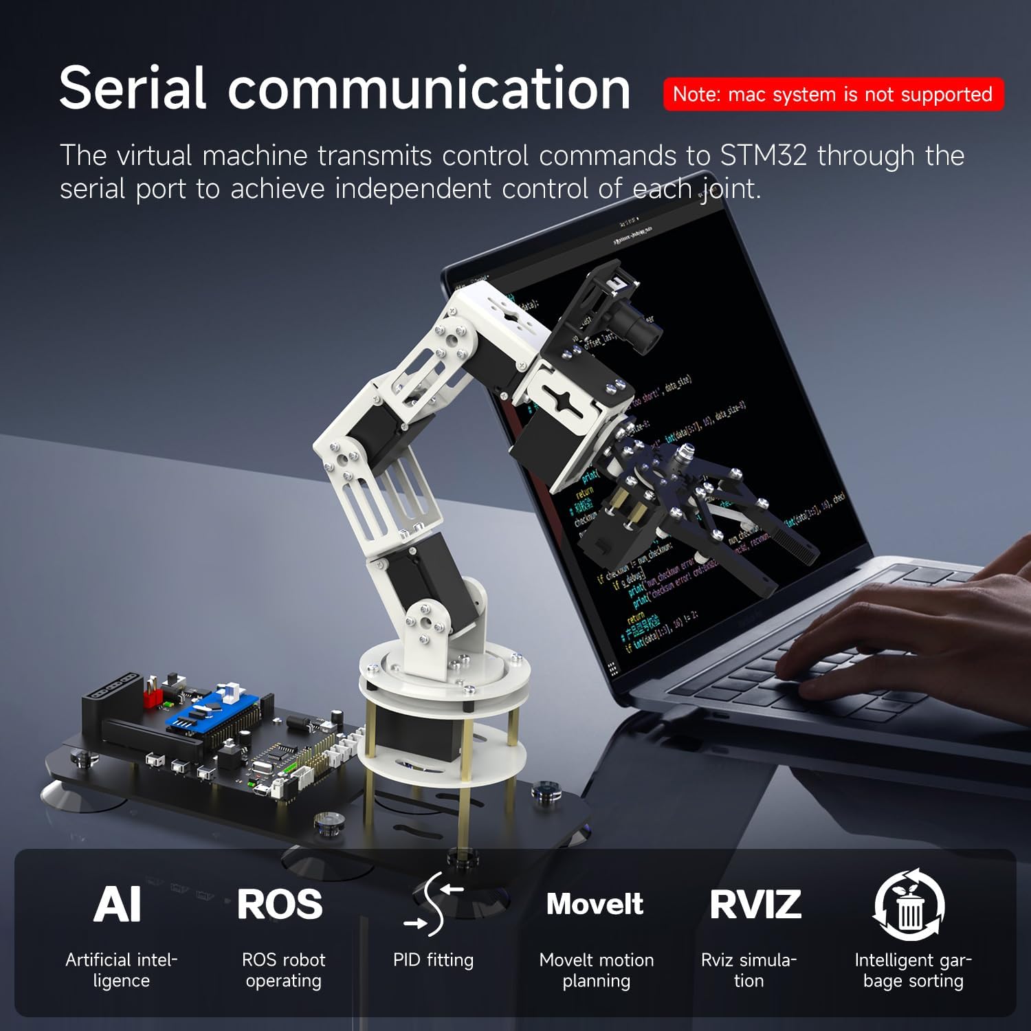Yahboom Robot Arm ROS Virtual Machine as Controller Programmable AI Visual Recognition 6DOF Mechanical Arm Research Robot DOFBOT-SE (VM Software Not Support MAC)