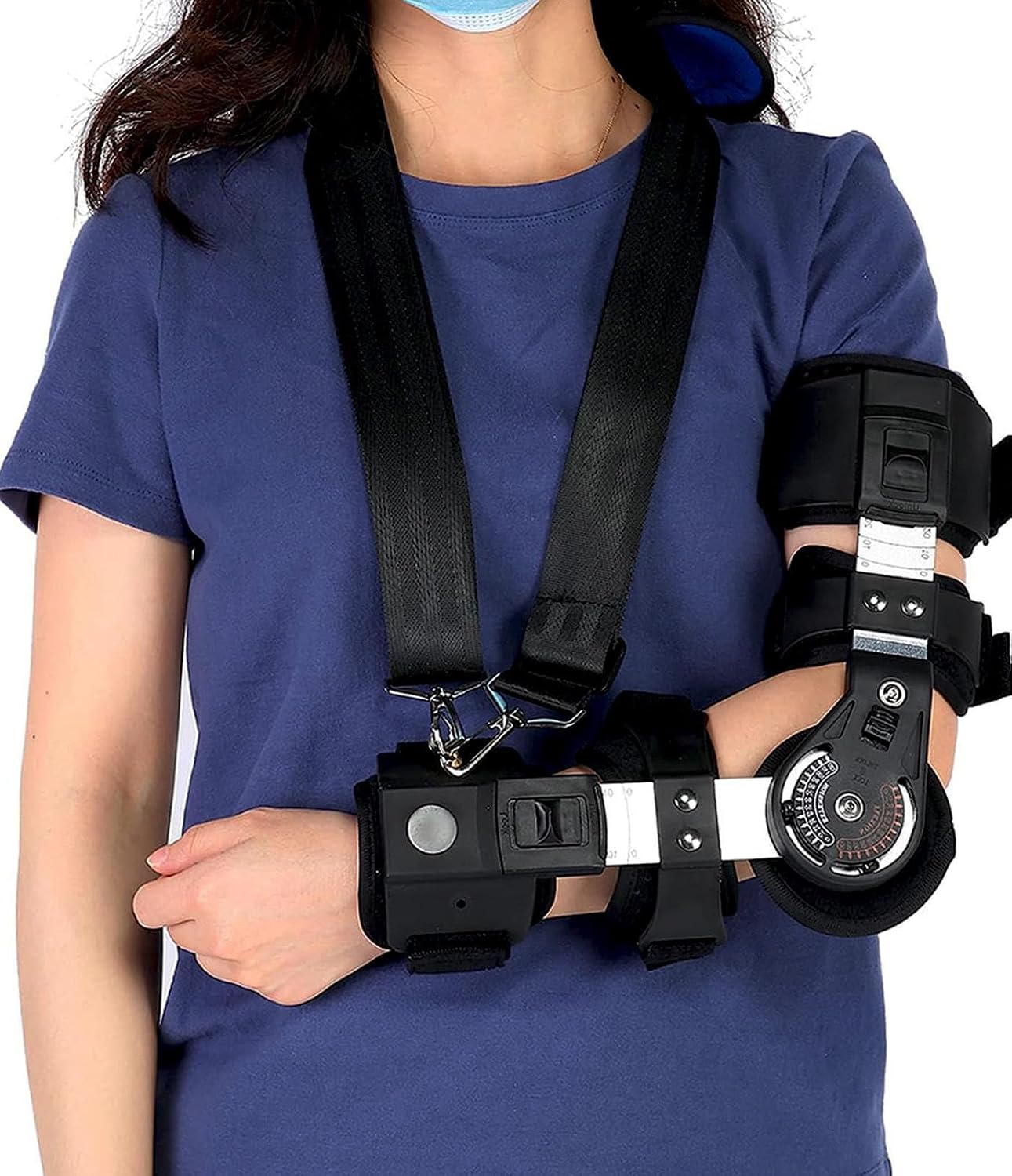 Hinged ROM Elbow Brace,Medical Adjustable Elbow Immobilizer Injury Recovery Support Arm Sling, Post Op Elbow Brace Stabilizer Splint for Joint Protection and Stability,Right