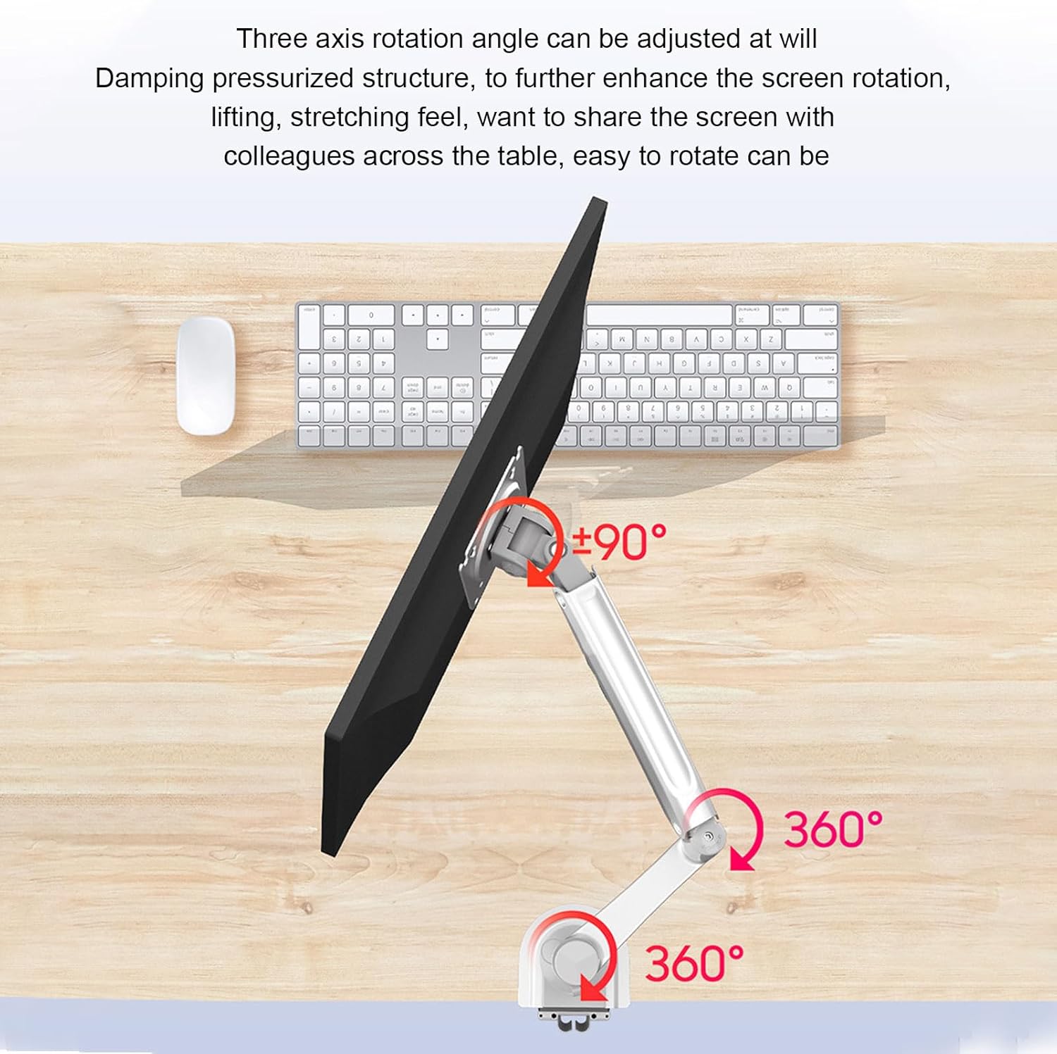 Single Display Mount 17-30 Inch Aluminum Computer Arm Adjustable Stand 9KG Support Gaming Work 75/100mm 360° Rotation