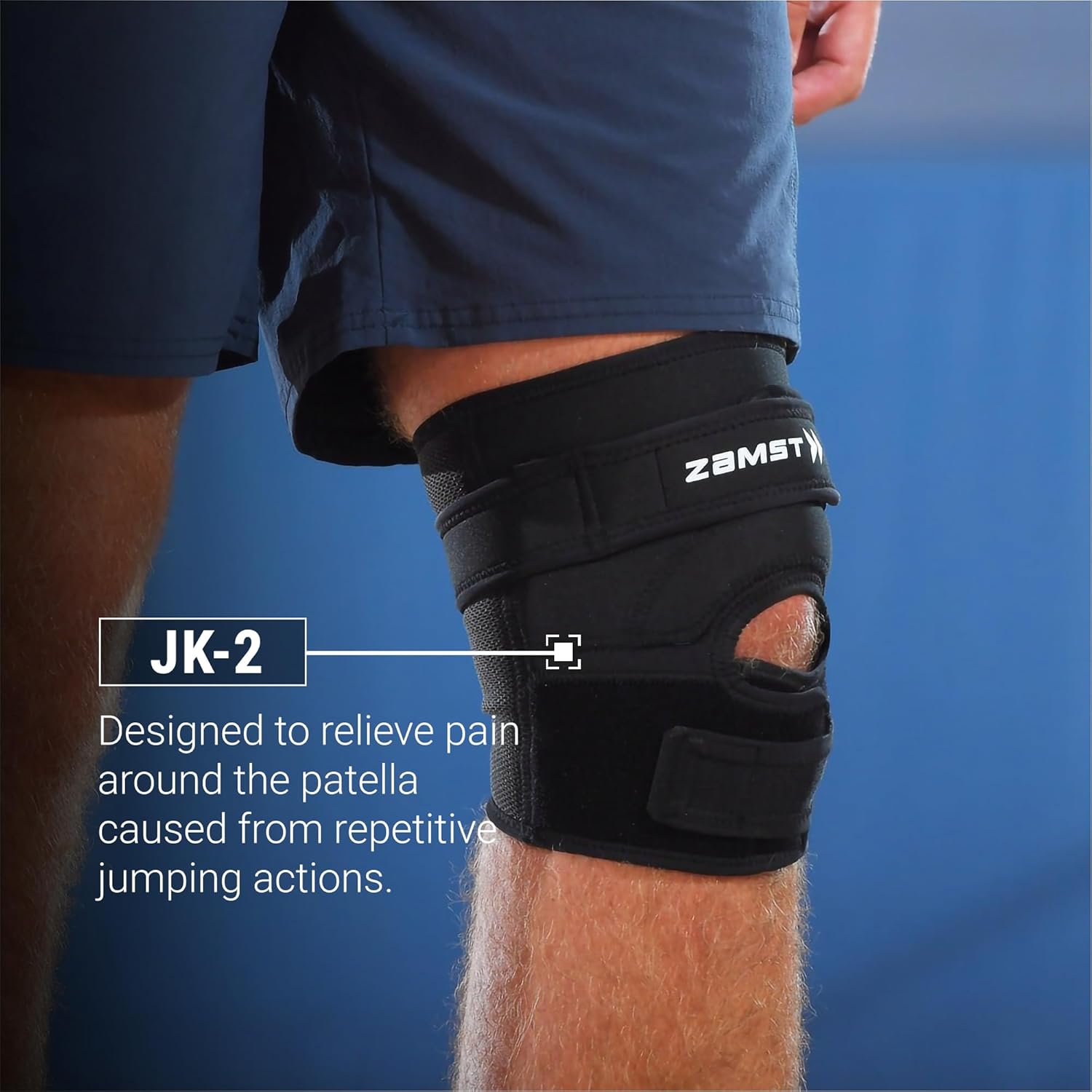 Zamst JK-2 Sports Knee Brace for Jumpers - Compression Knee Brace for Men and Women with Pressure Pad for Pain Relief and Support Below the Kneecap, For Jumping and Growing Pains - Large