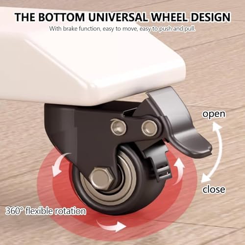 Adjustable Overbed Table with Wheels - Mobile Rolling Desk with Drawer for Laptop, Height-Adjustable Bedside Workstation for Home & Hospital Use