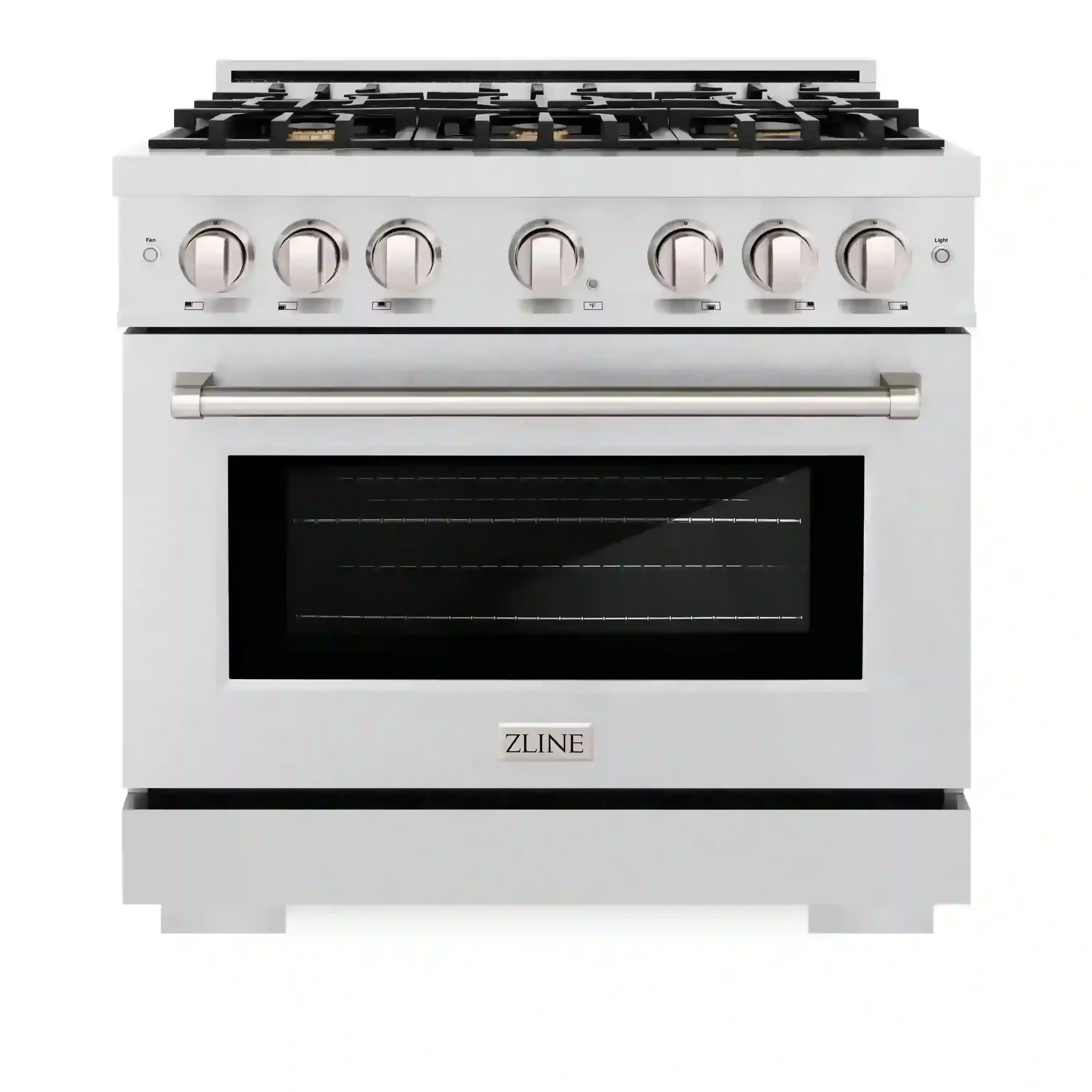 ZLINE 36-Inch Select Series Dual Fuel Range with 6 Gas Burner Cooktop and 5.2 Cu. Ft. Electric Convection Oven in DuraSnow Stainless Steel with Brass Burners (HDRS-BR-36)