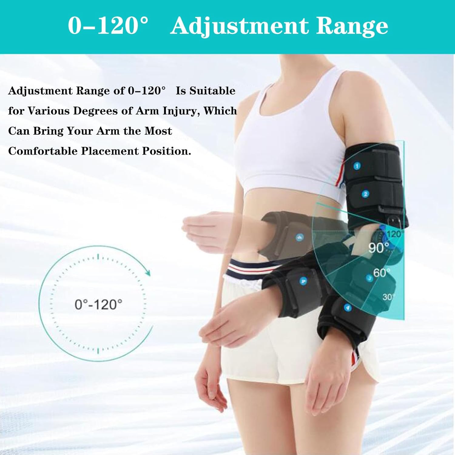 SFKLYU Hinged Elbow Brace Adjustable Post Elbow Brace Arm Splint Supporting from for Postoperative Arm Injury Recovery, Ligament and Tendon Repairs,Left