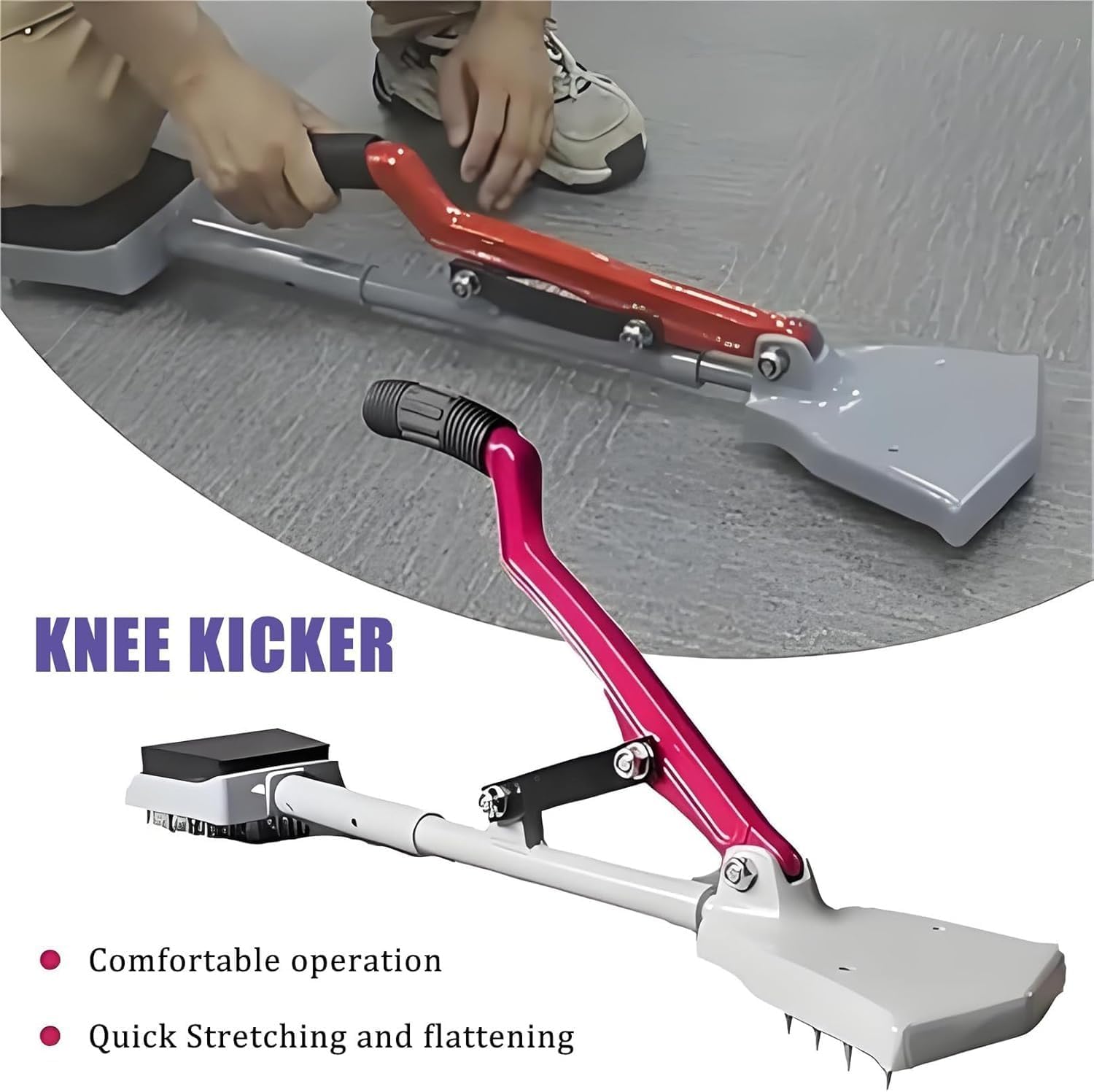 Carpet Stretcher with Knee Protection - Time-Saving Tool for Professional Carpet Installation, No Knee Impact Design, Durable & Efficient for Easy Flooring Jobs
