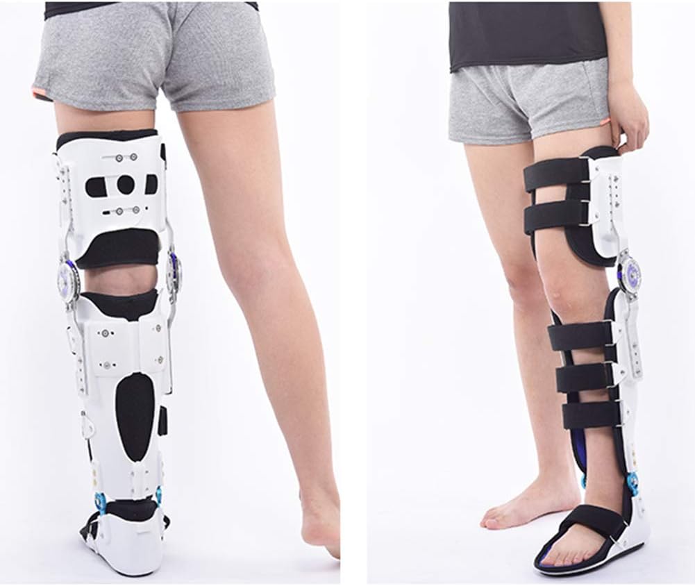 Hinged ROM Knee Brace, Adjustable and Breathable Hinged Knee Brace, Straight Leg Support Knee Splint for Knee Sprain, Ligament Injury, Joint Hyperextension(