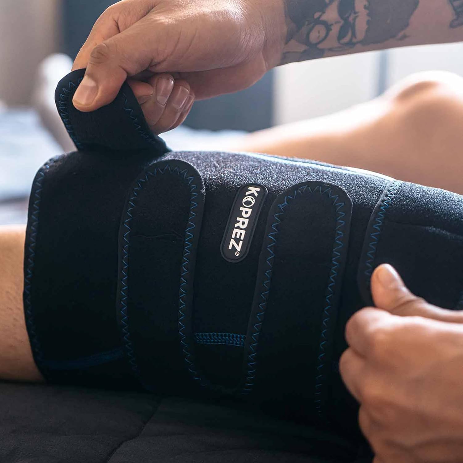 Koprez Knee CryoPump | Adjustable and Reusable Knee Ice Pack Wrap for Knee Pain Relief | Universal Fit with Adjustable Compression Pump | Knee Ice Wrap for Men and Women