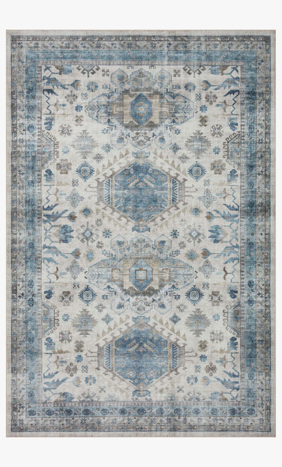 Loloi II Heidi Collection - Traditional Power Loomed Rug in Ivory & Ocean (HEI-04)