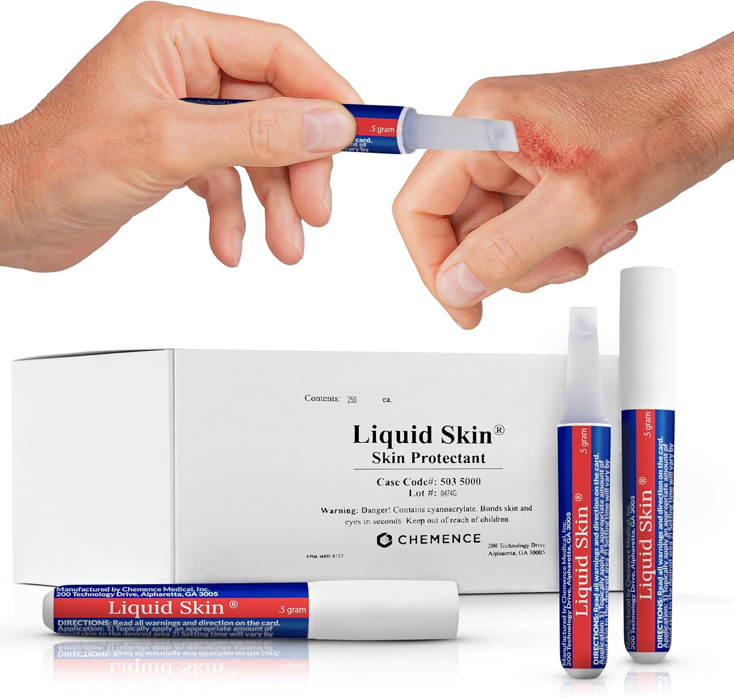 Liquid Bandage for Skin – Waterproof Skin Glue for Wound Closure, Flexible Liquid Barrier with Non-Sting Formula – Long-Lasting Liquid Bandage - 250 Count