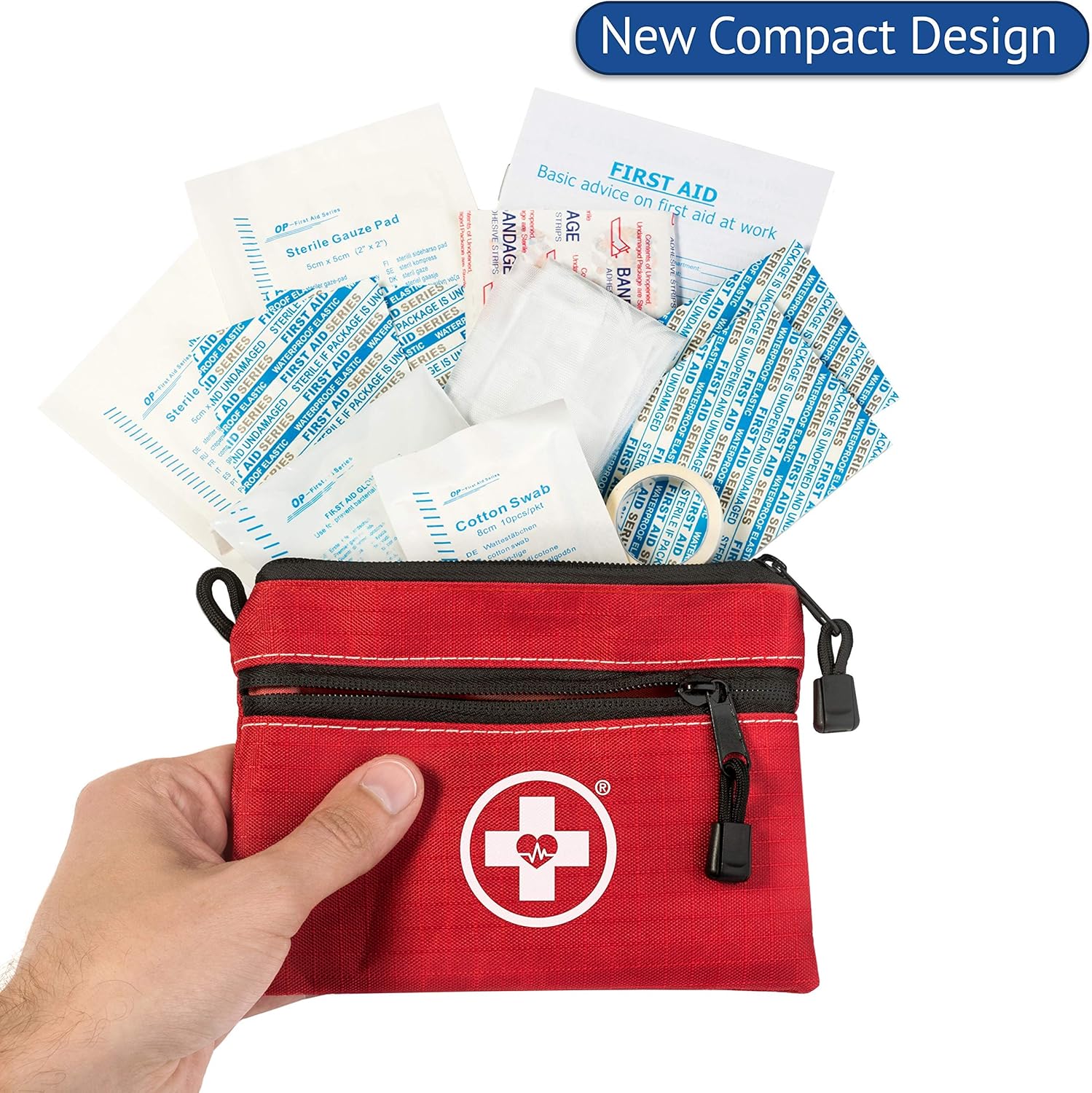 Swiss Safe 2-in-1 First Aid Kit for Car, Travel & Home, Businesses - Bonus Mini Kit for Medical Emergency Aid, Survival, Camping - 64 Piece, 25 Pack