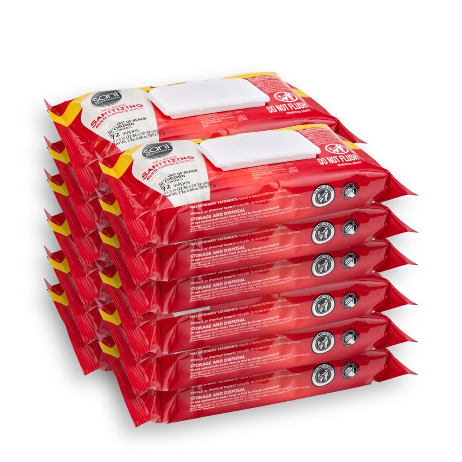 PDI Sani-Professional No-Rinse Sanitizing Multi-Surface Food Service Wipes Softpack, For Restaurants, Kitchen, and Home Use, Pack of 12, 72 Wipes Each