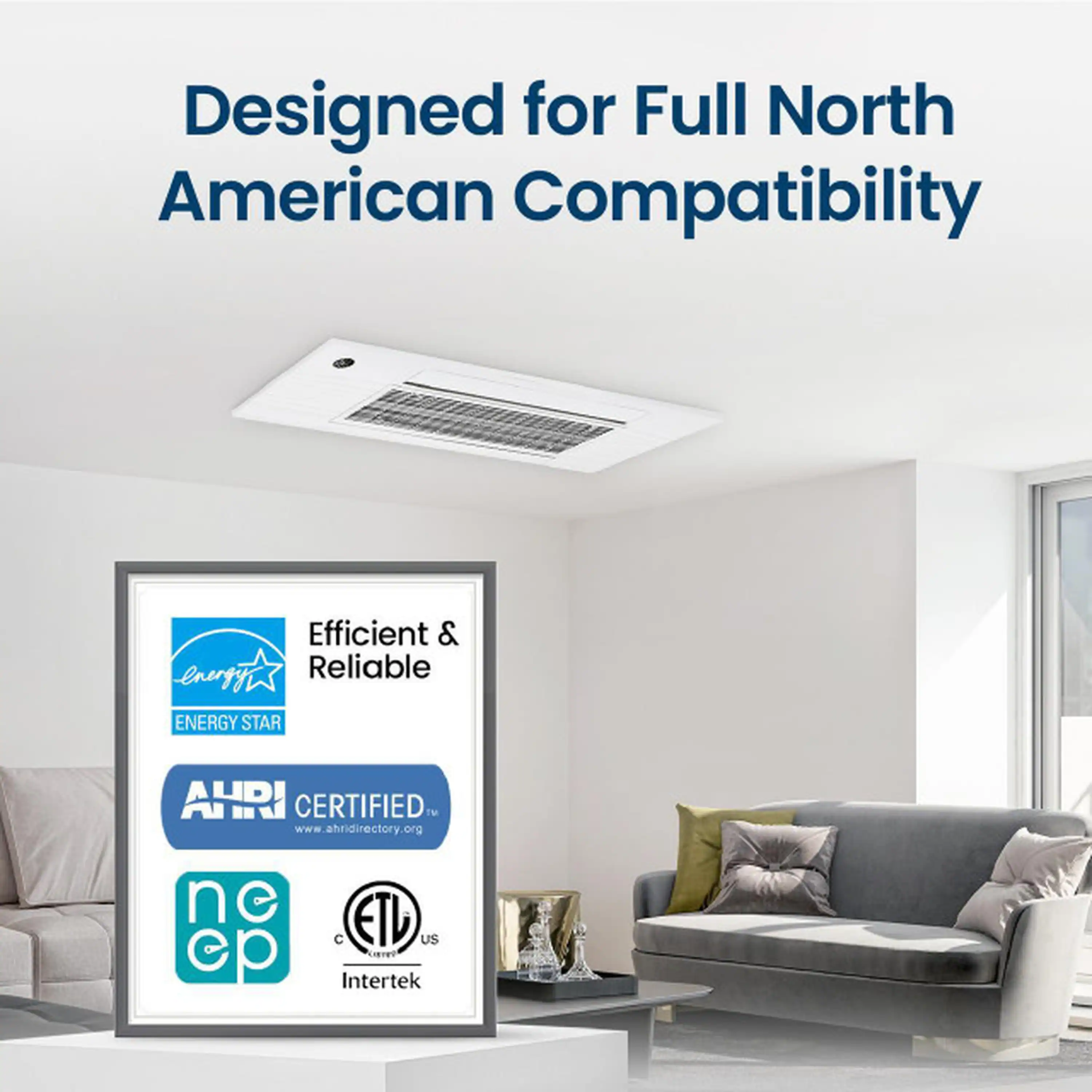 Senville 6.5K BTU, 20.5 SEER Mini Split Air Conditioner and Heat Pump Condenser with Ductless Ceiling Cassette Air Handler (SENA-06HF-1WC)