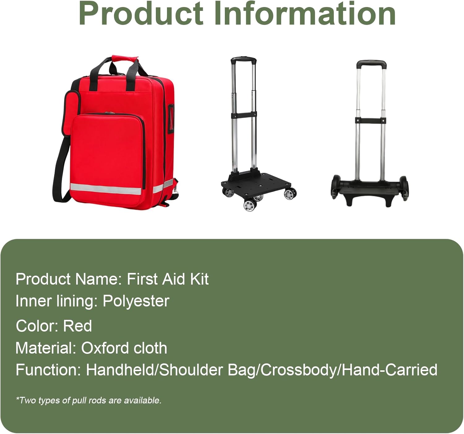 Rolling Medical Bag with Wheels - Large Empty First Aid Kit on Detachable Trolley, Portable Nurse & Doctor Bag with Removable Dividers & Compartments for EMT, EMS, Home Health Care