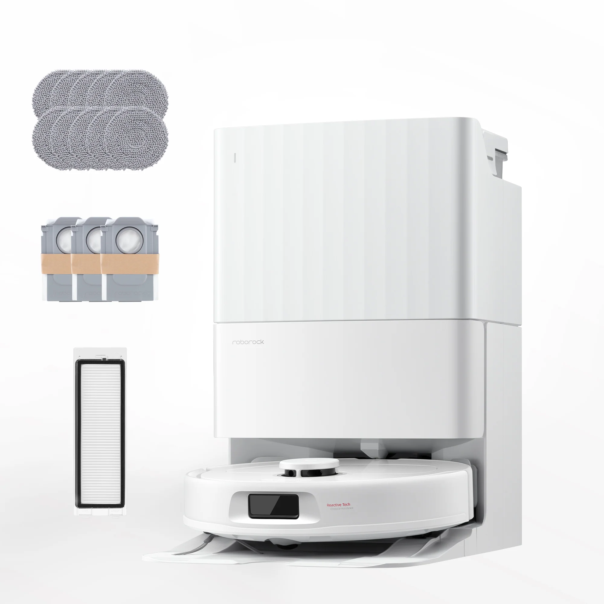 Roborock QR 798 Robot Vacuum and Mop with 10,000 Pa Suction Power and Anti-Tangle Side Brush - White