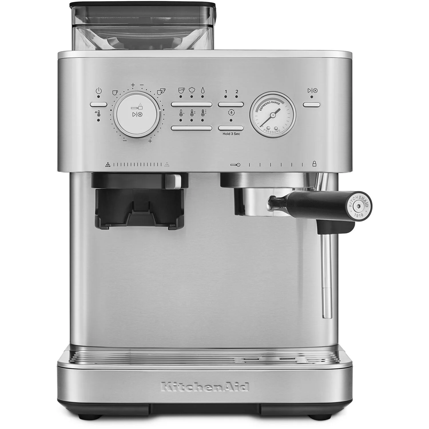 KitchenAid Semi-Automatic Espresso Machine with Burr Grinder in Stainless Steel - 15 Bar Pump (KES6551SX)